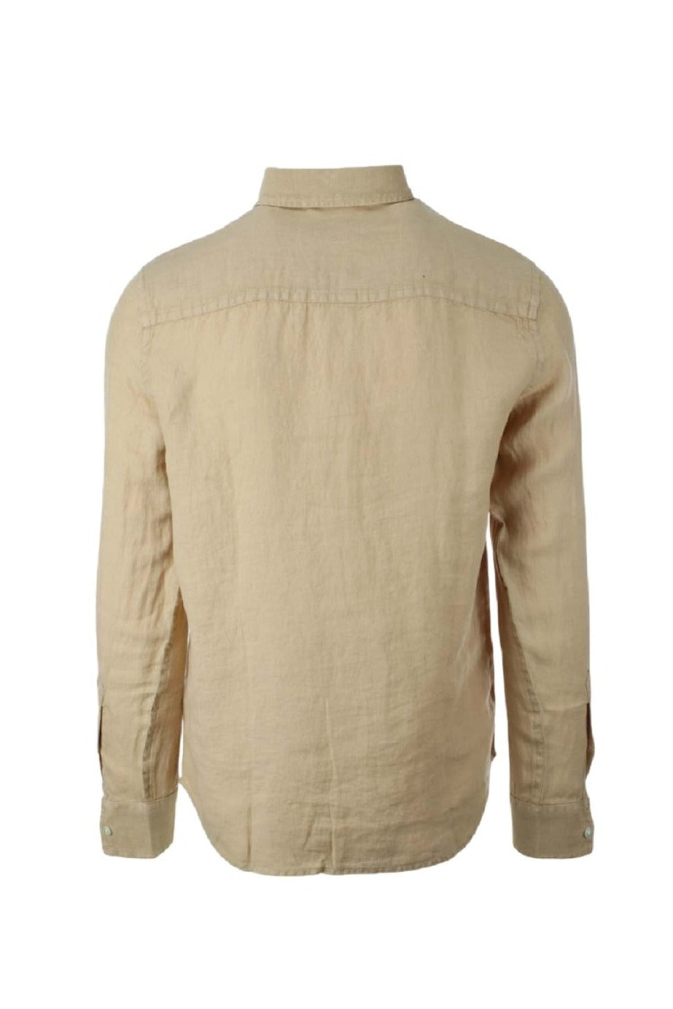 Long-Sleeved Linen Shirt With Sporty Collar