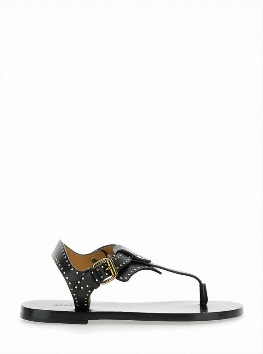 Flat Thong Sandals with Metallic Studs