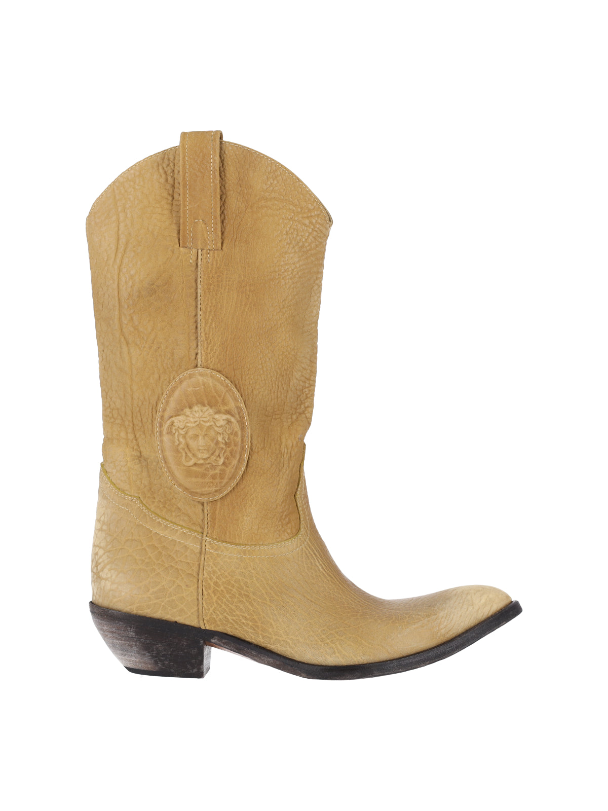 Tan Mid-Calf Pointed Toe Boots