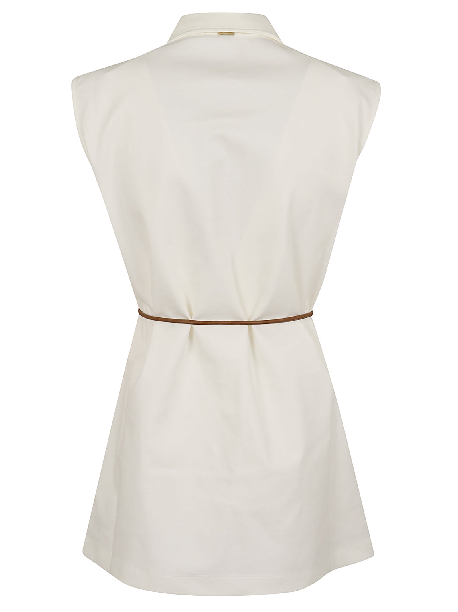 Sleeveless White Vest with Faux Leather Belt
