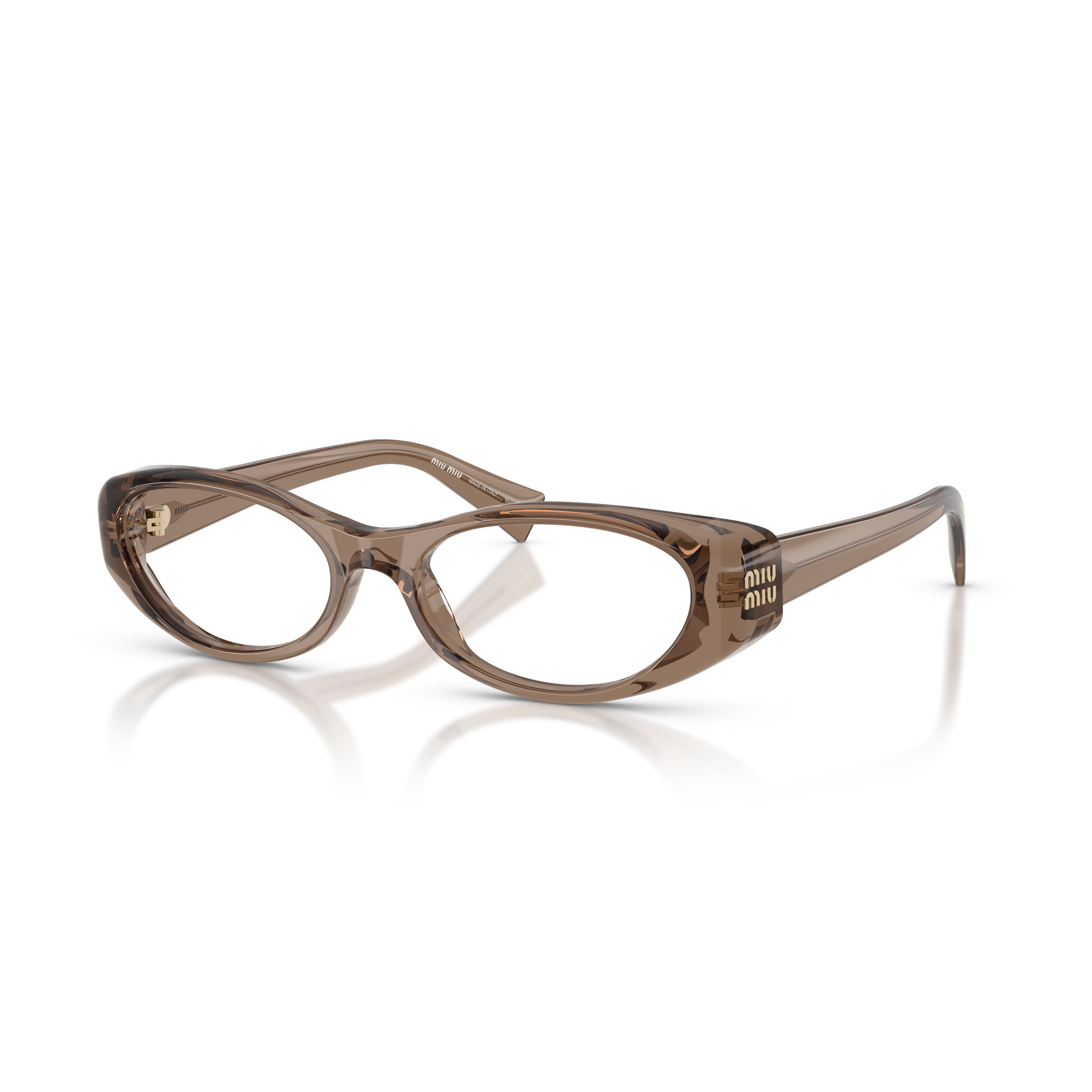 0mu 03zv Translucent Brown Acetate Cat-Eye Sunglasses