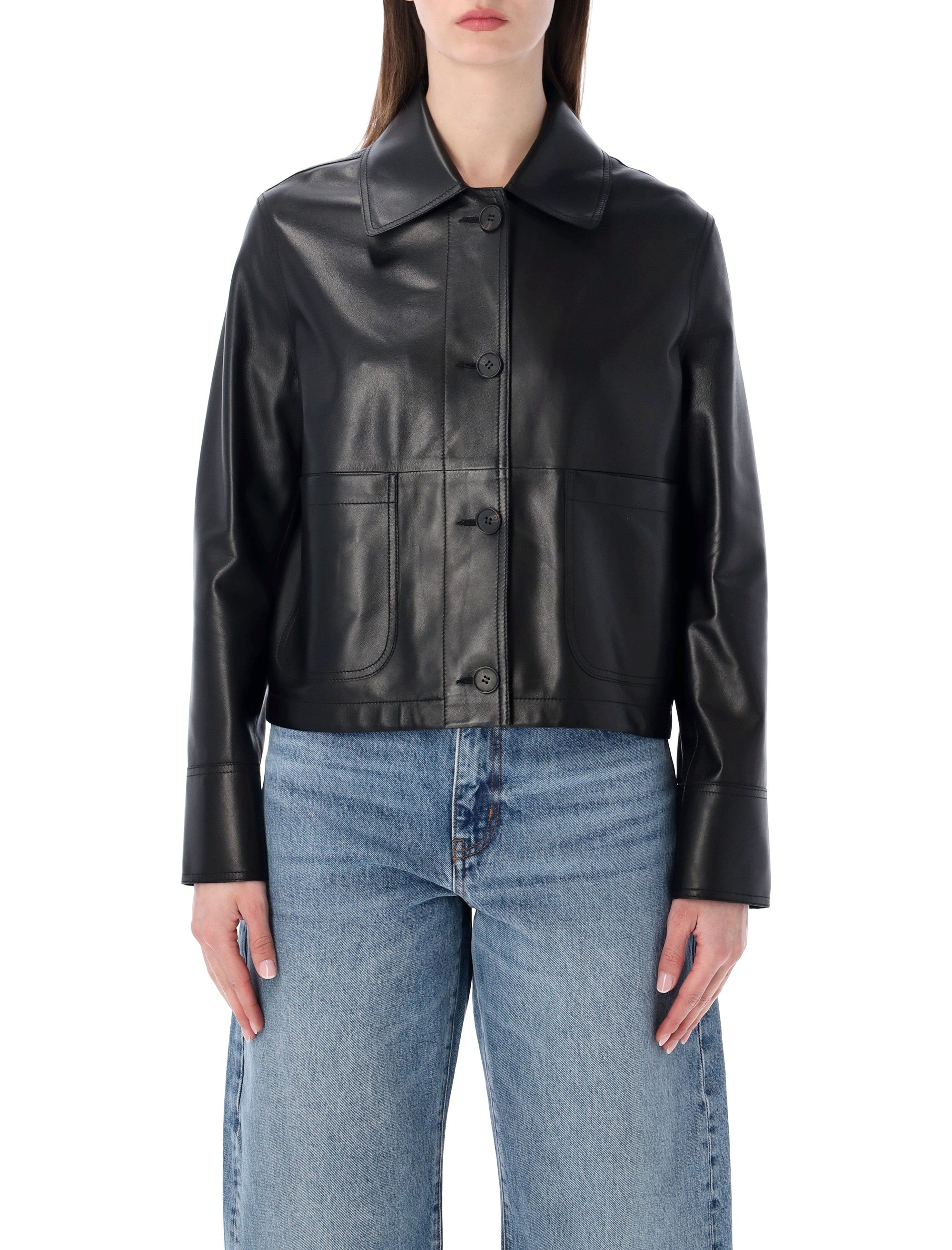 Sword 6.6.44 Nappa Leather Cropped Jacket