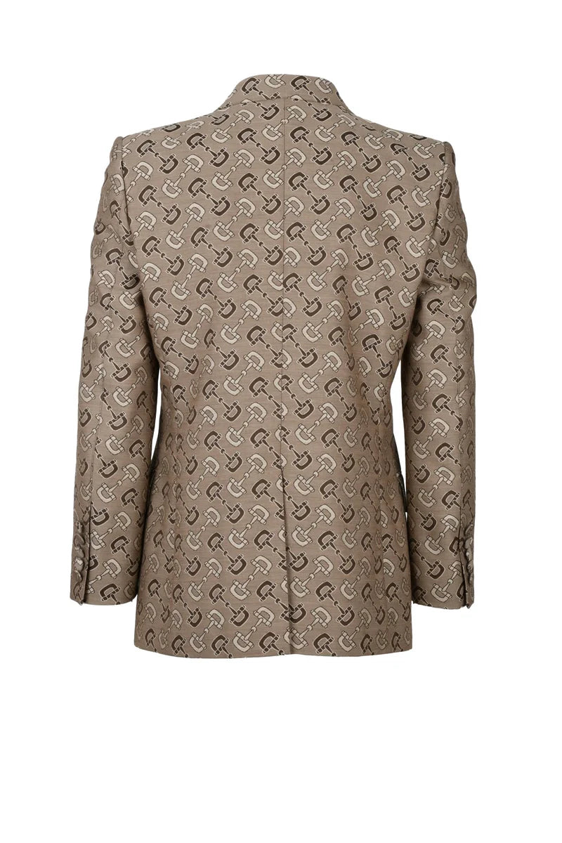Double-Breasted Jacket Cotton Wool - Brown