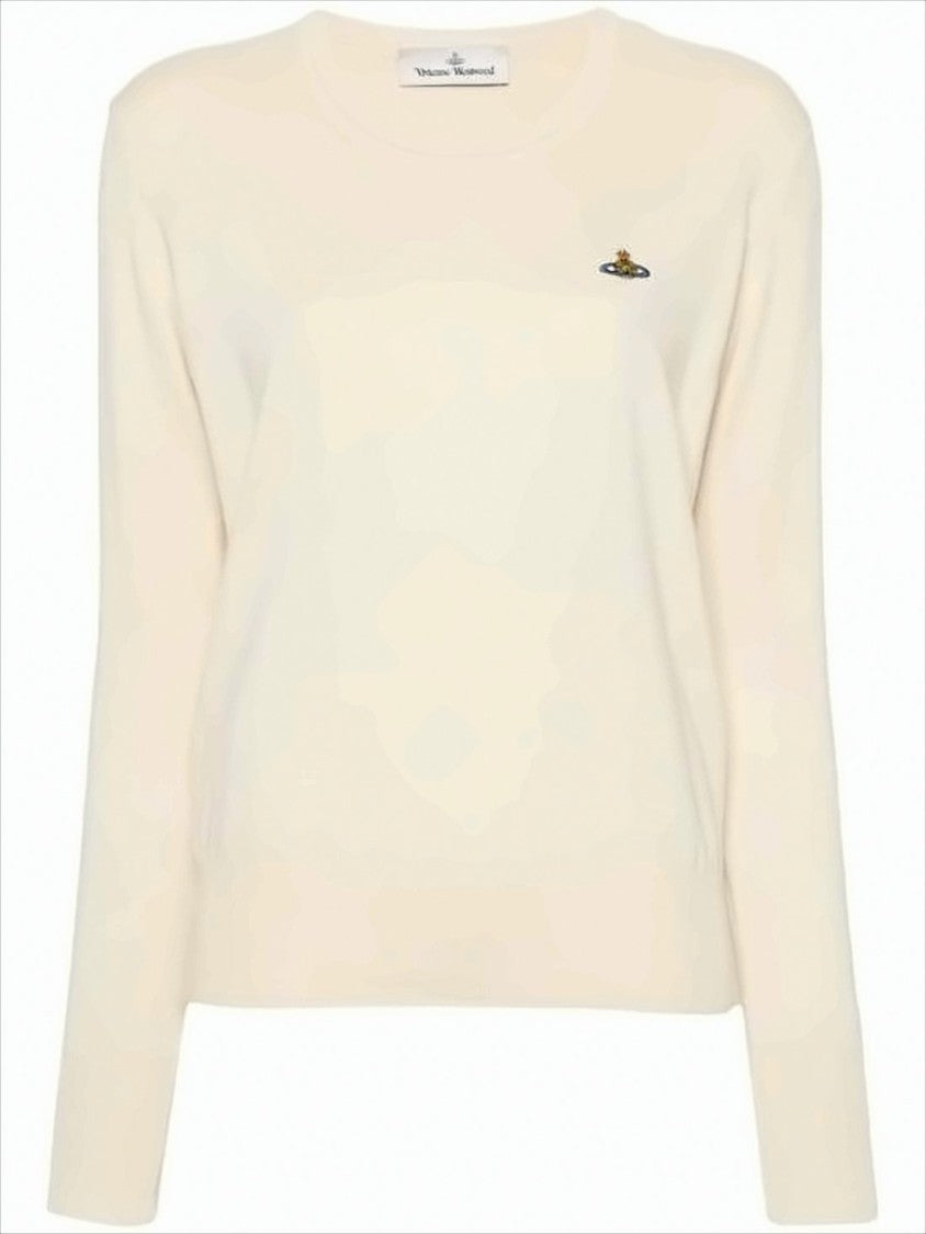 Classic Crew Neck Sweater with Embroidered Emblem