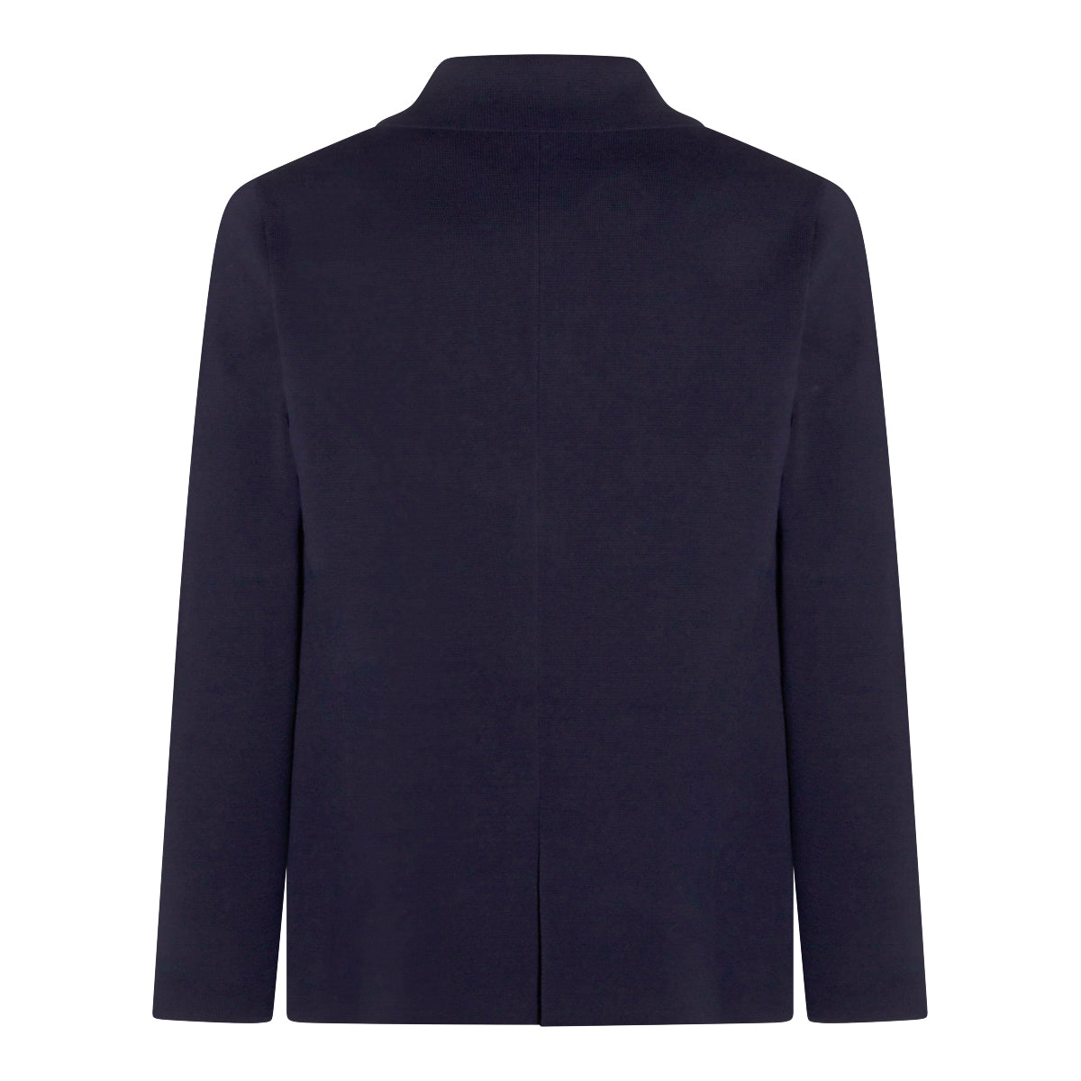 Navy Cotton Blazer With Lapel Collar