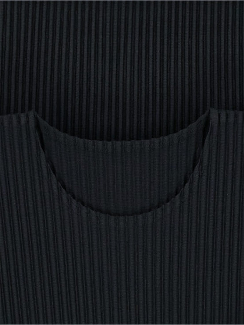 Pleated Long-Sleeve Top with Boxy Silhouette