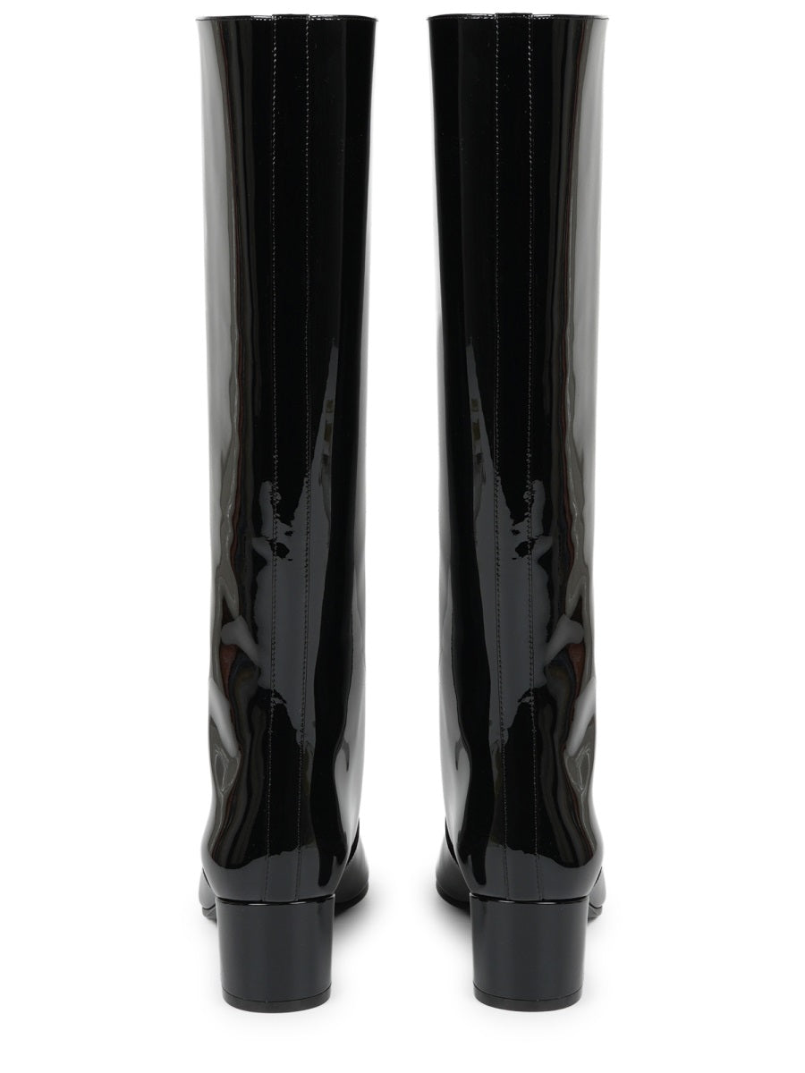 Black Triomphe Glossy Leather High Boots