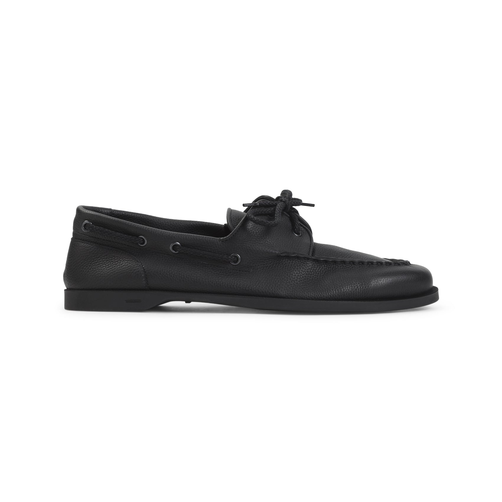 Grained Leather Loafers with Lace-Up Bow