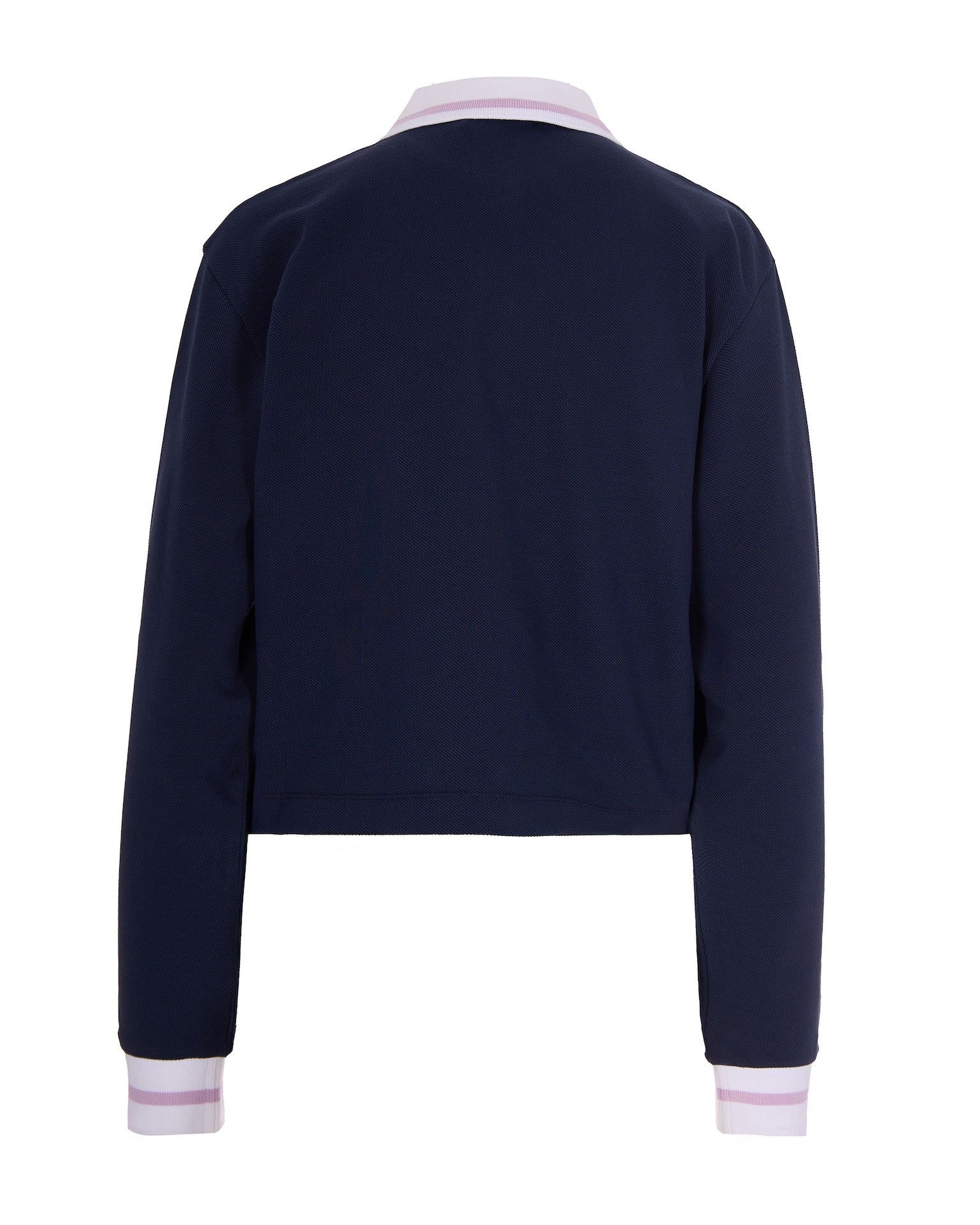 Dark Blue Piqué Long-Sleeved Polo Shirt
