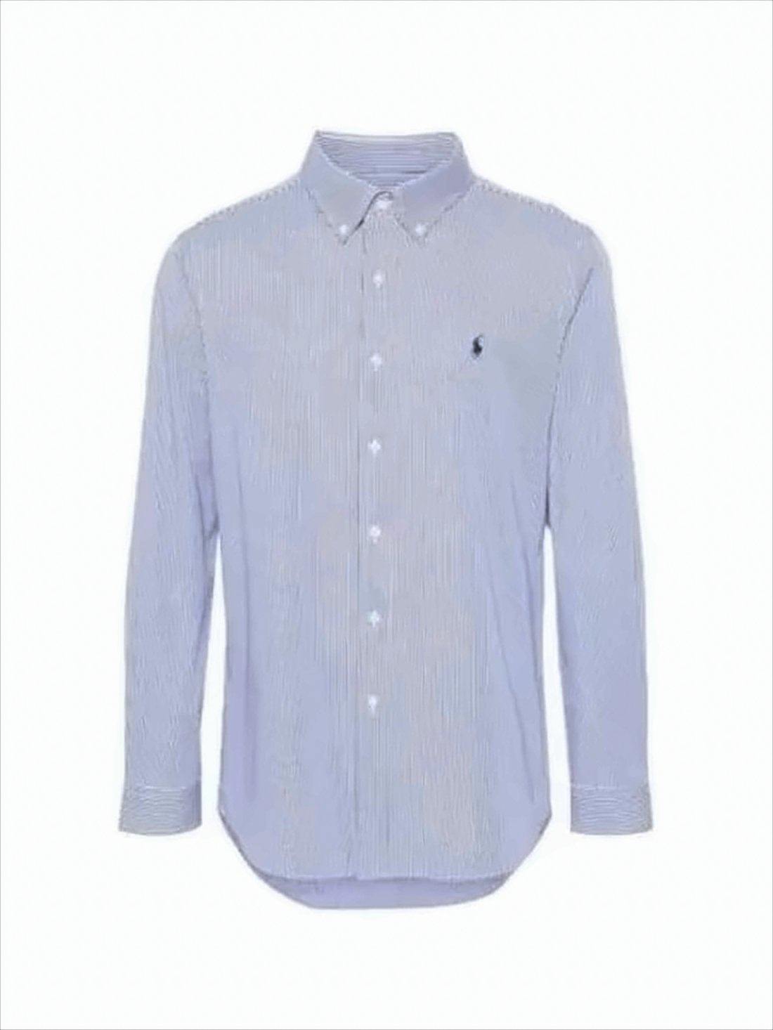 Long-Sleeve Button-Up Shirt With Classic Collar And Vertical Stripes