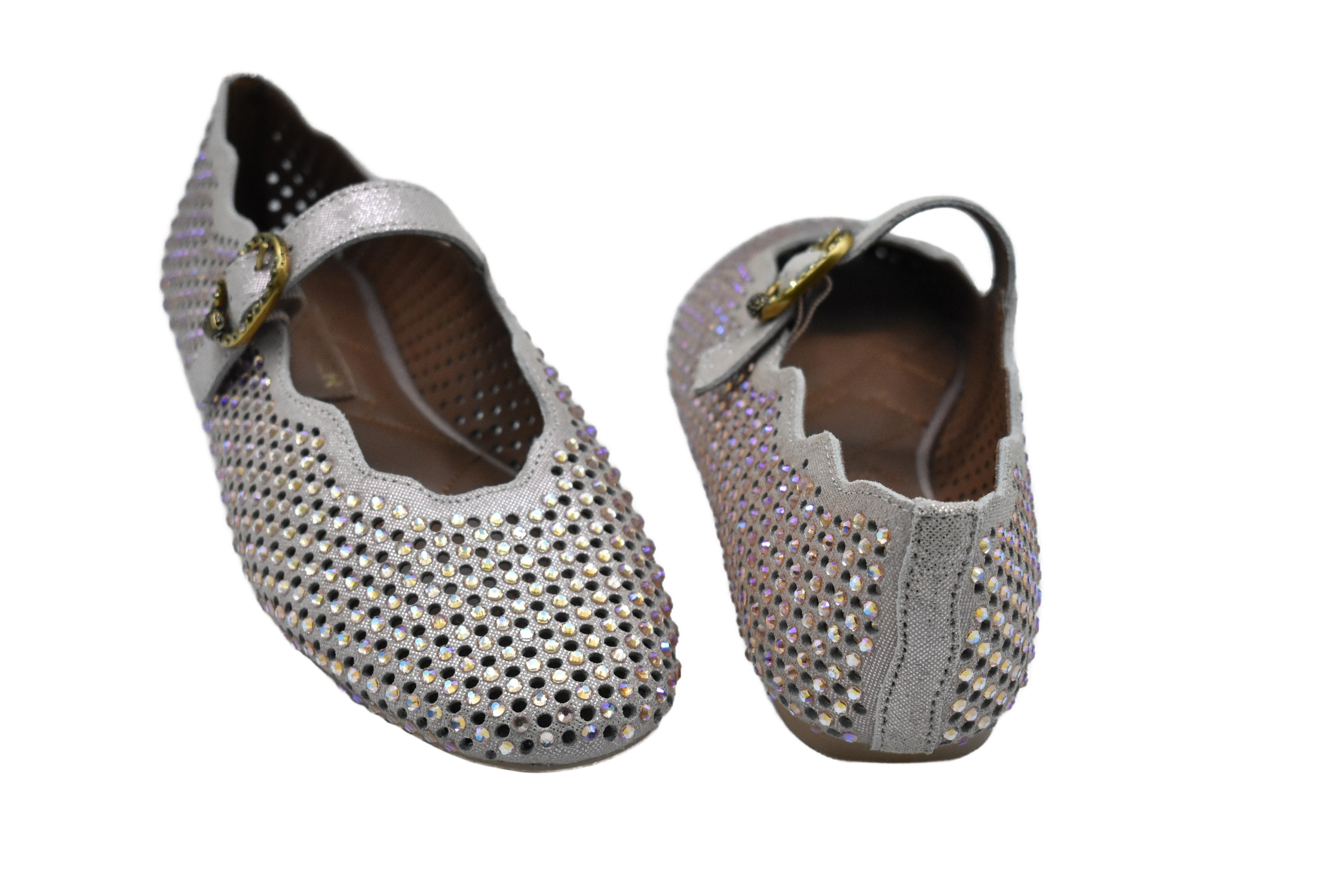 Perforated Pink Flats With Scalloped Edges