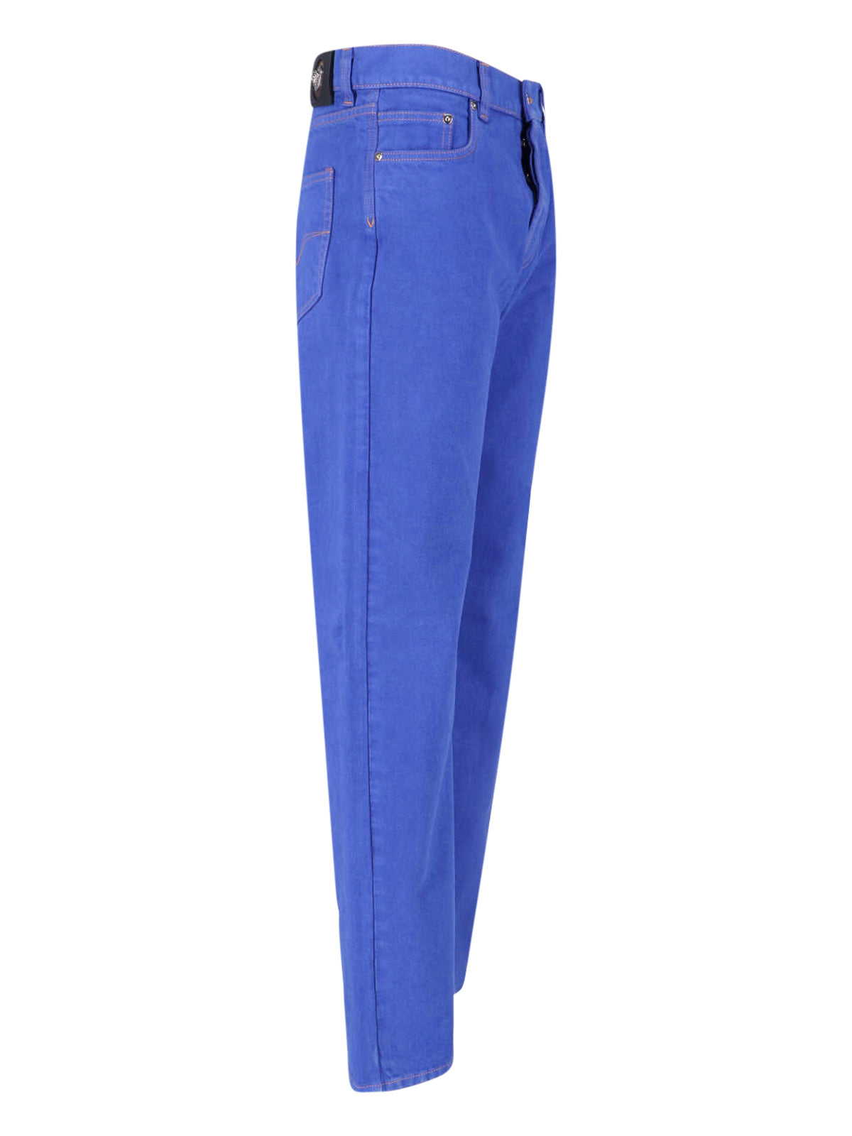 Blue Straight-Leg Medusa Denim Jeans