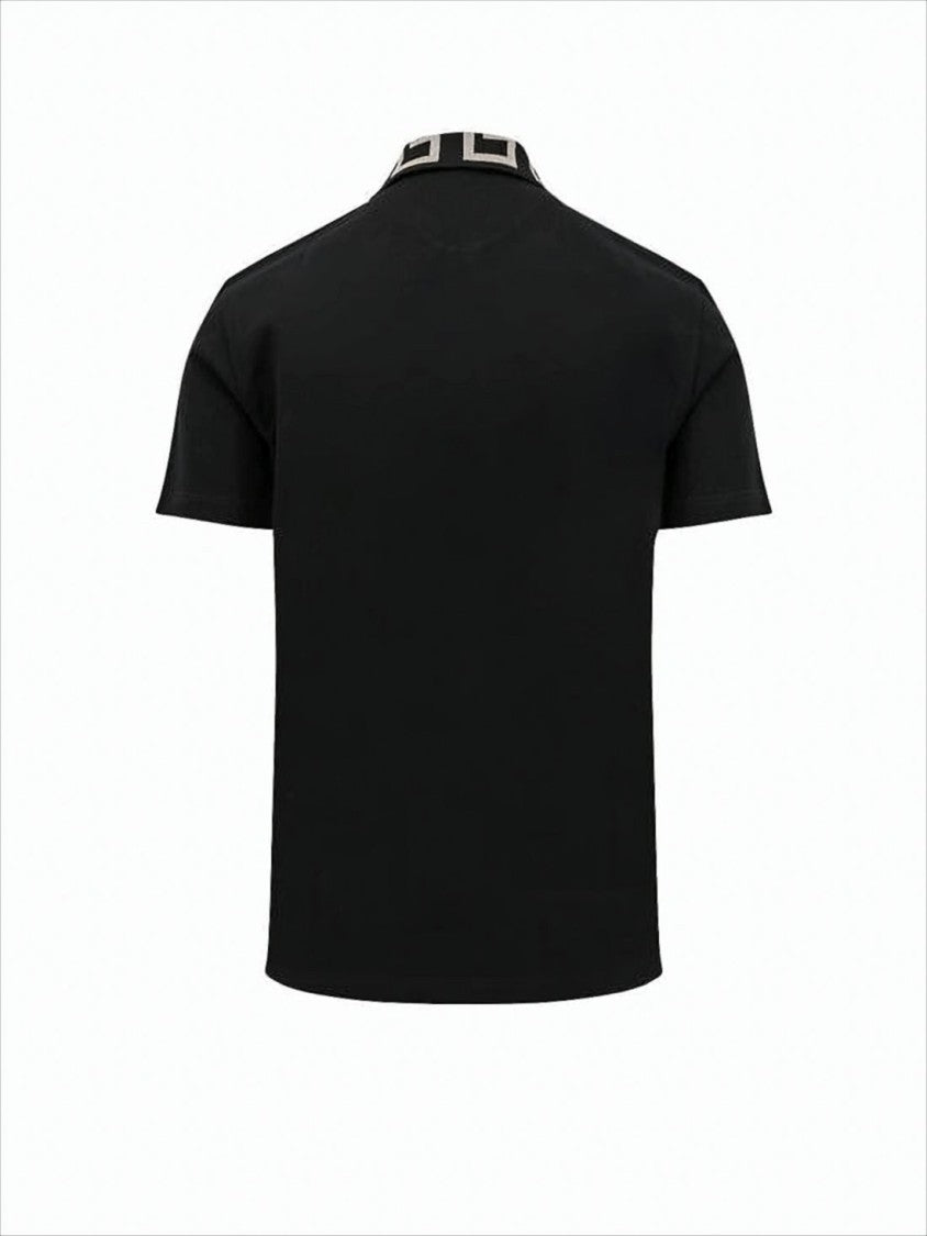 Polo Shirt with Geometric Collar Detail
