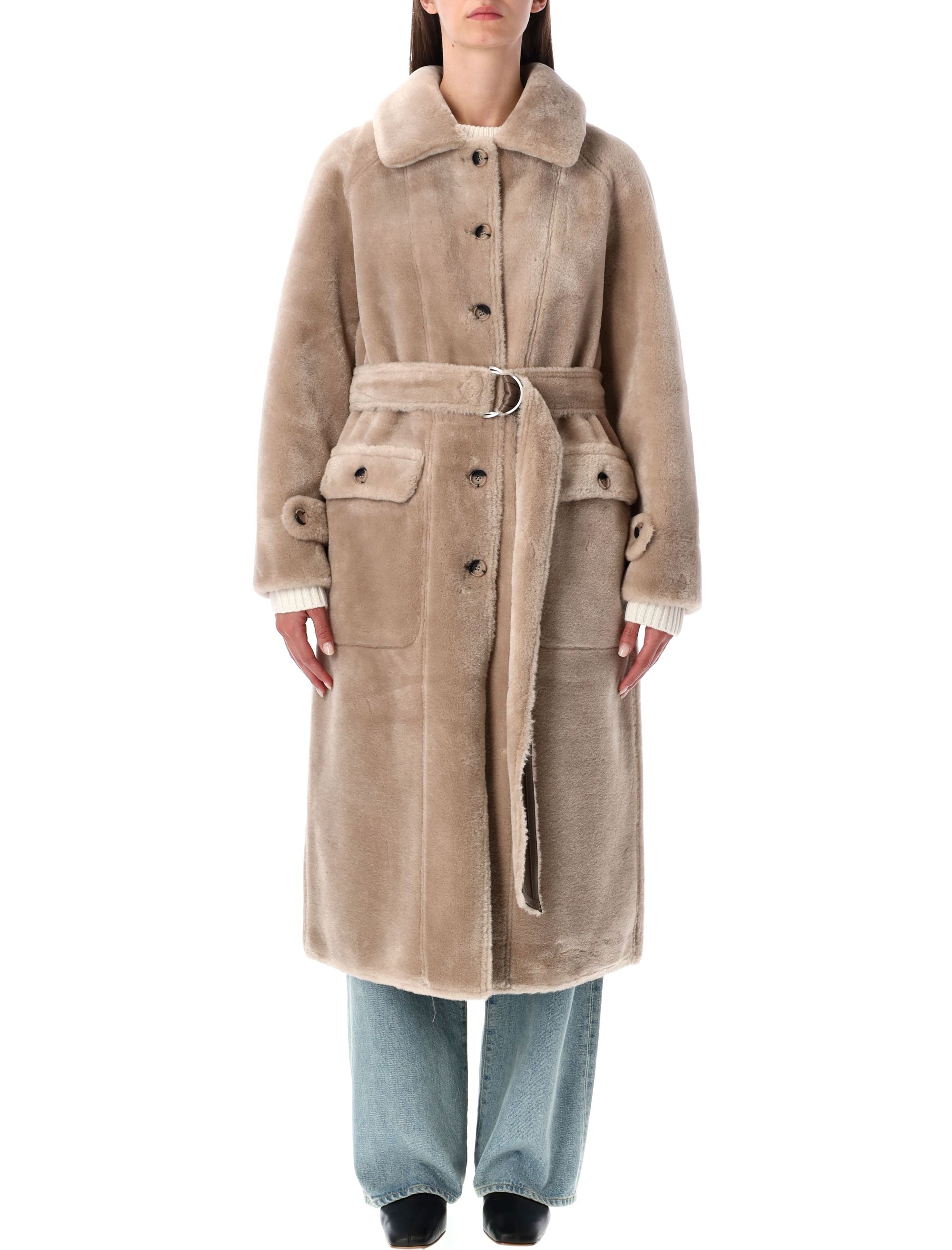Reversible Faux Fur Belted Coat