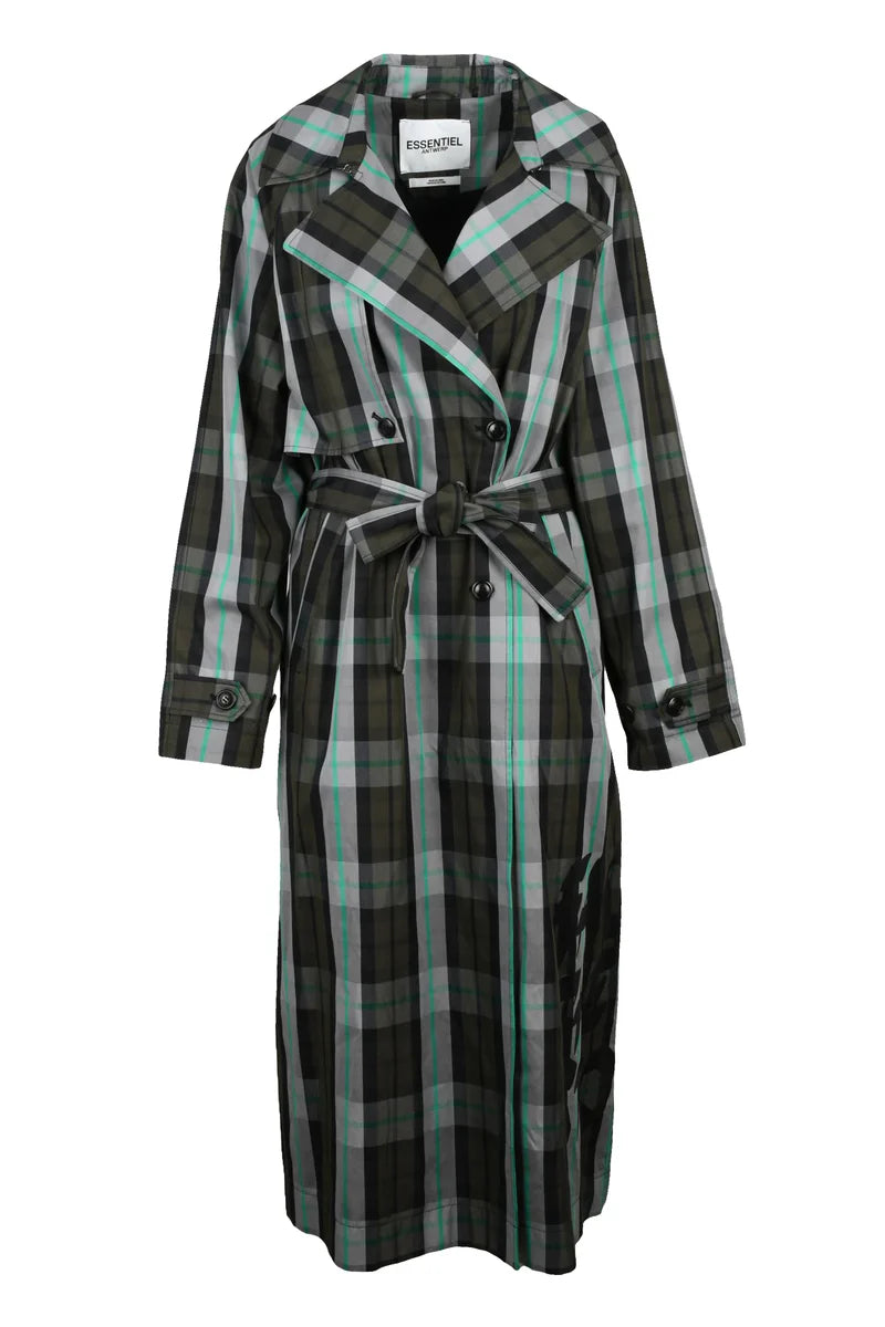 Essentiel Antwerp Trench Coat Cotton/Polyamide - Grey/Green