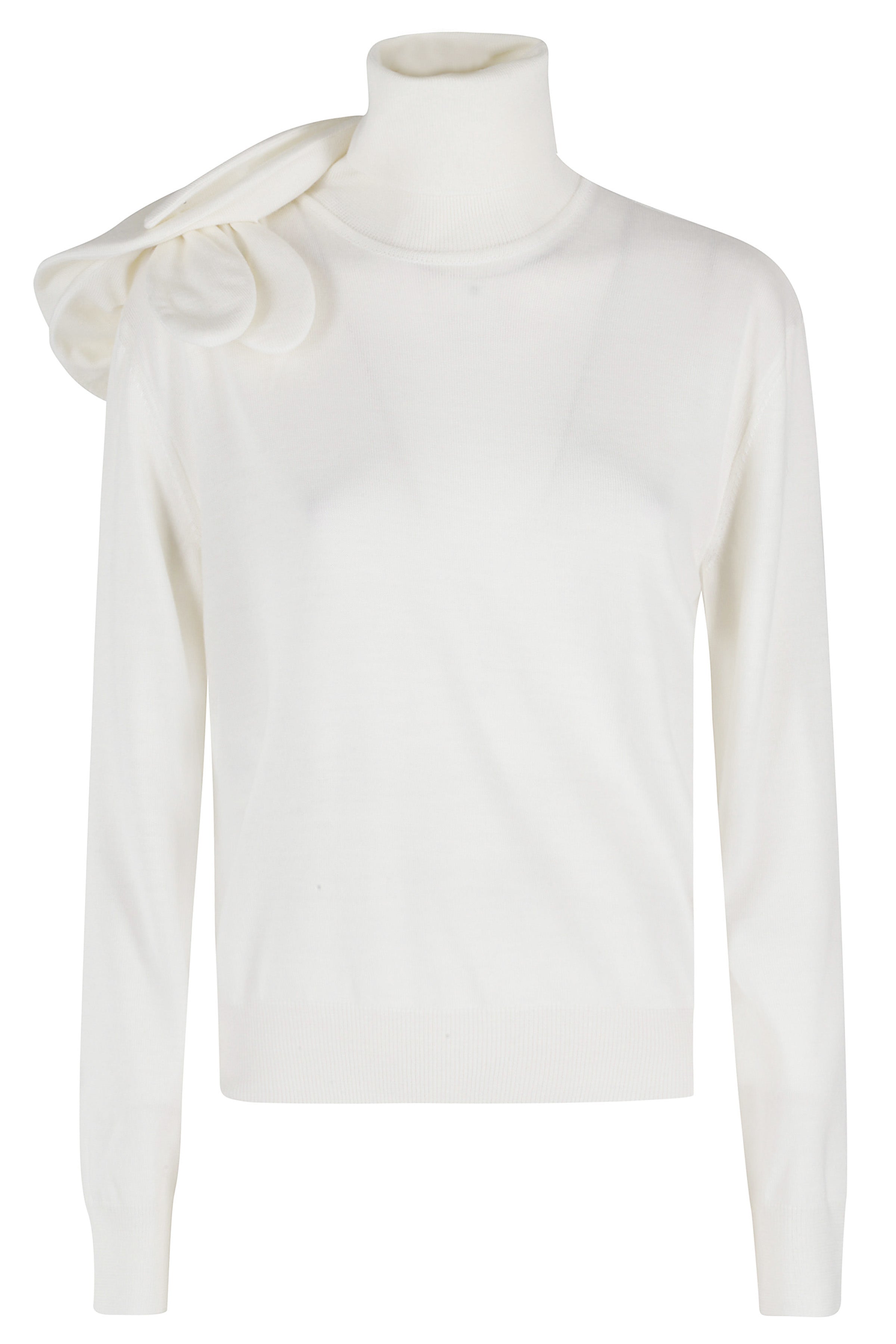 High Neck White Wool Sweater