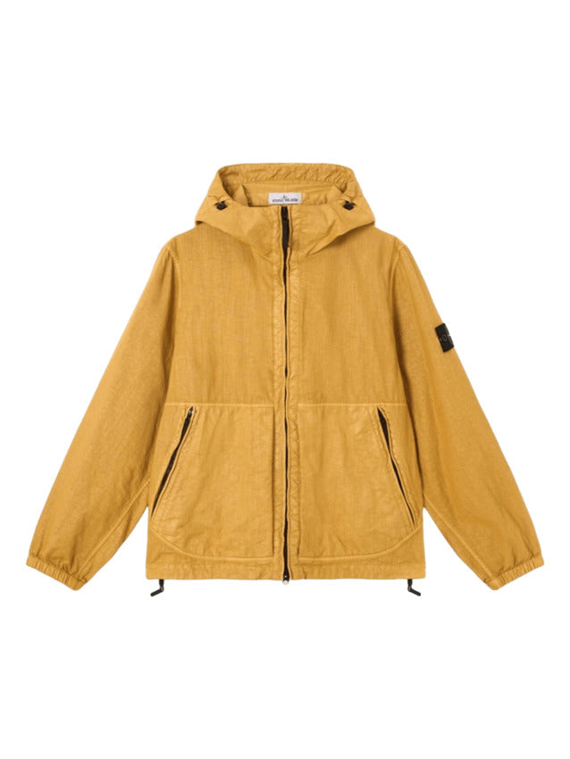 Ochre Nylon Panama Jacket With Fixed Hood