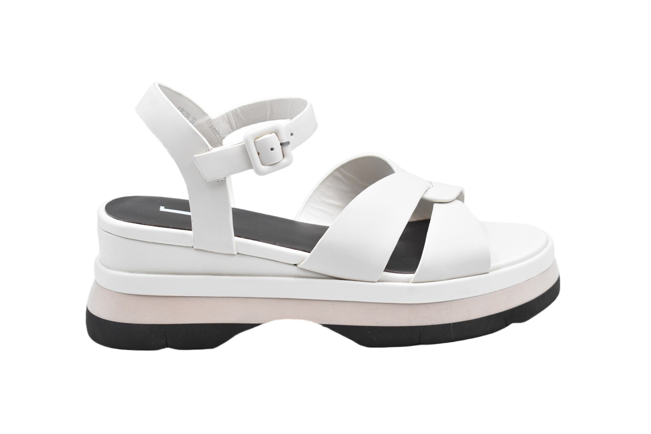 Off-White Leather Strap Wedge Sandals