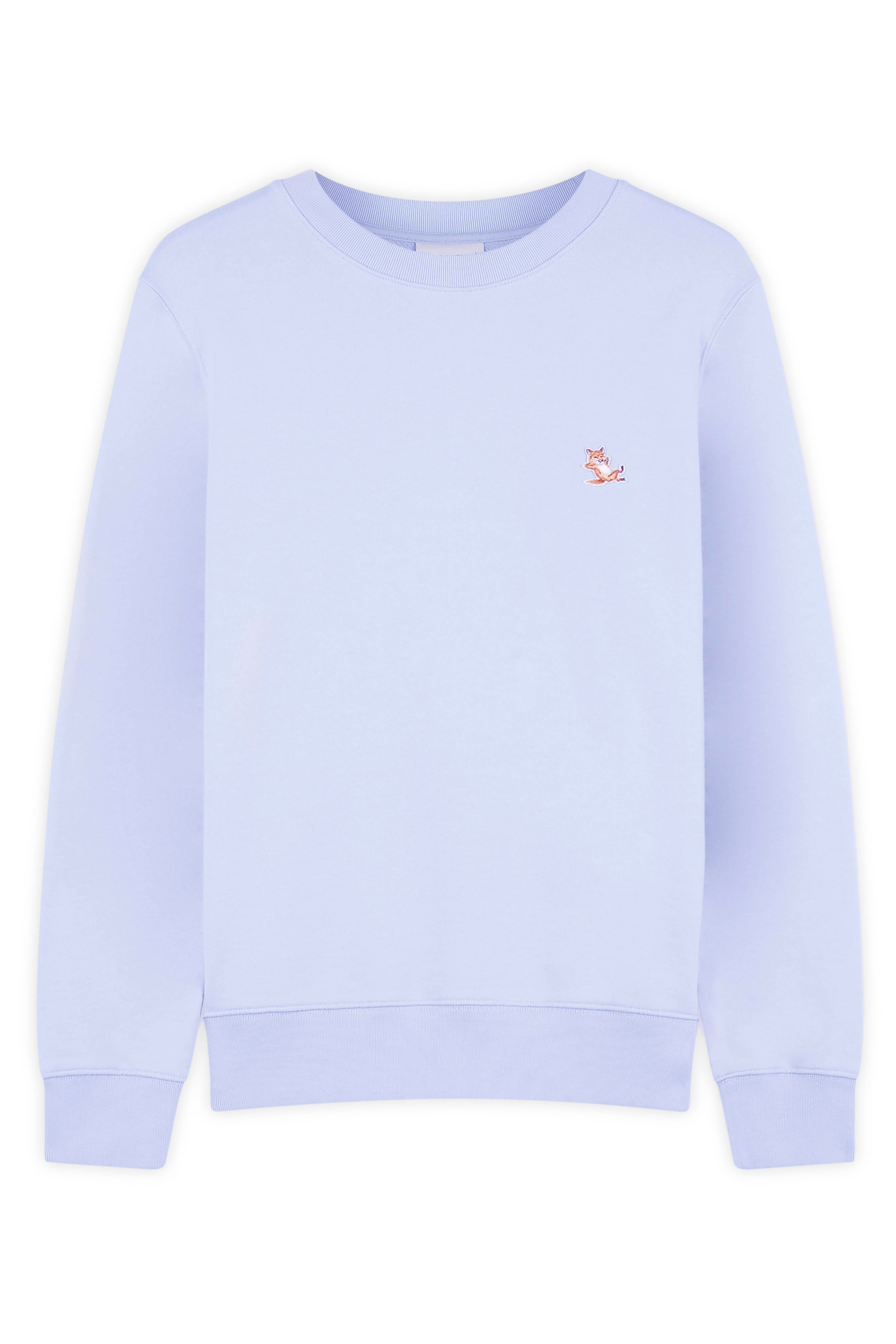 Light Blue Long-Sleeve Crewneck Sweatshirt With Embroidered Fox Logo