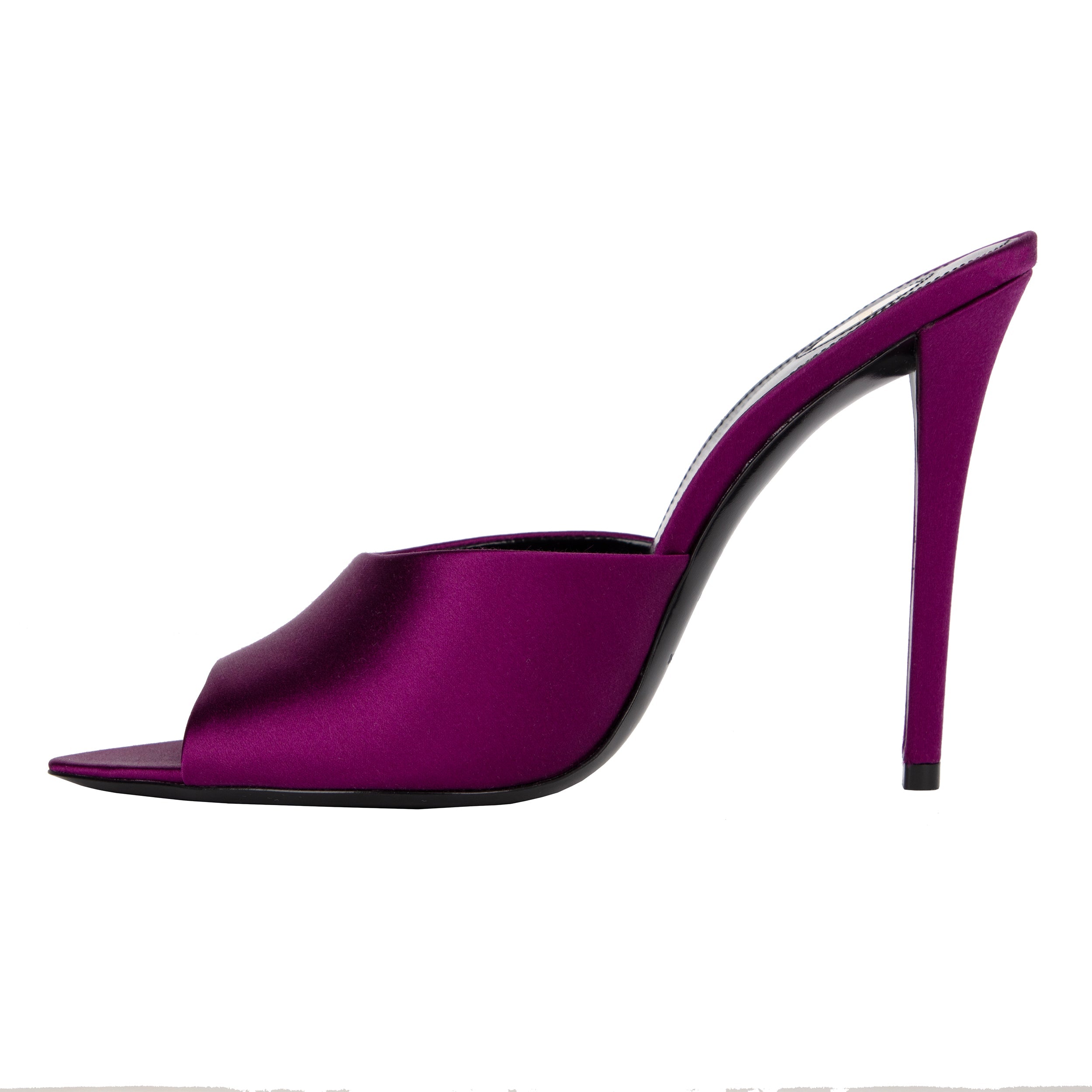 Goldie Mules In Satin Crepe Purple