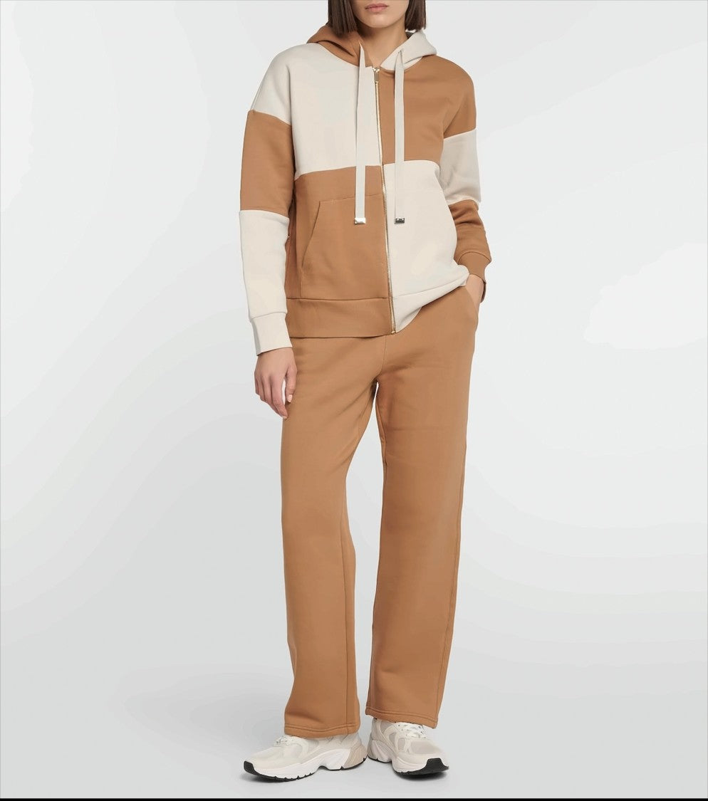 Color-Block Zip-Up Hoodie with Drawstring Hood