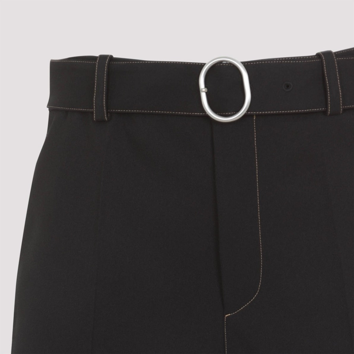 Tailored Black Polyester Shorts