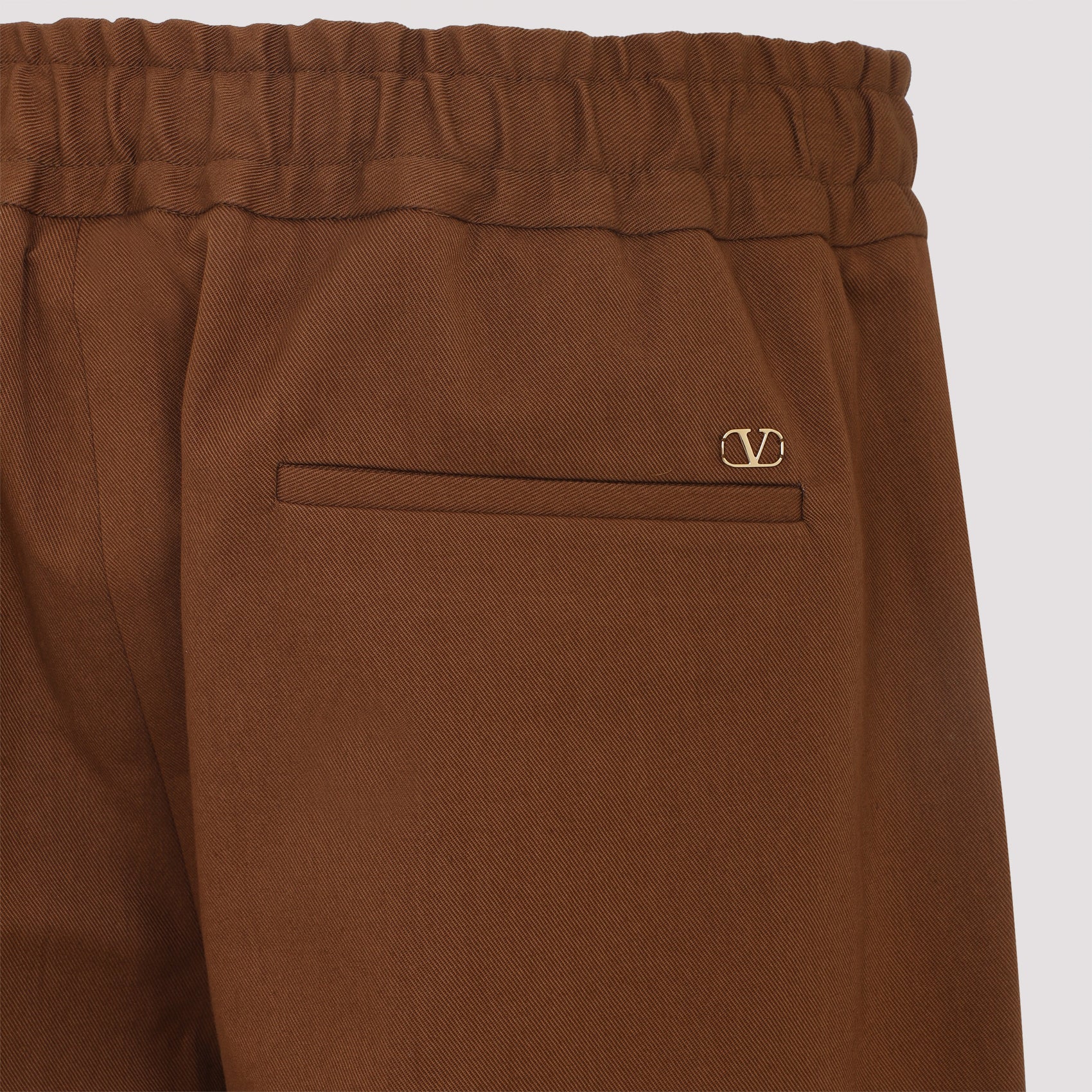 Straight-Leg Brown Trousers with Adjustable Drawstring