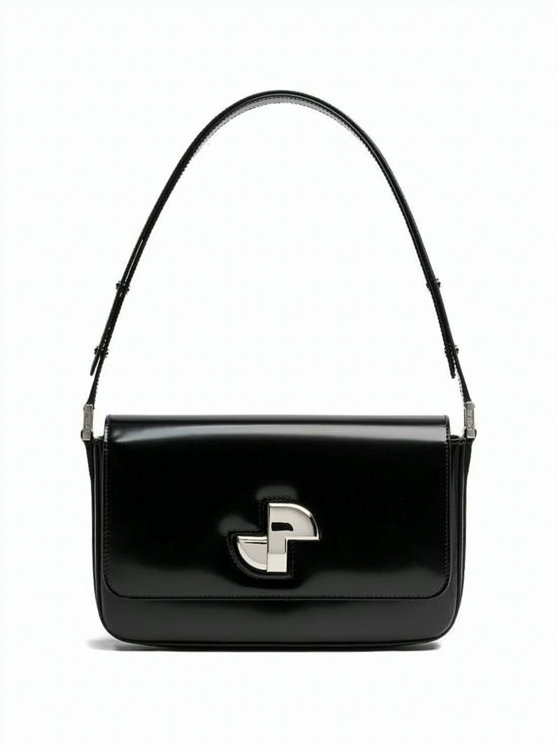 Structured Black Calf Leather Shoulder Bag