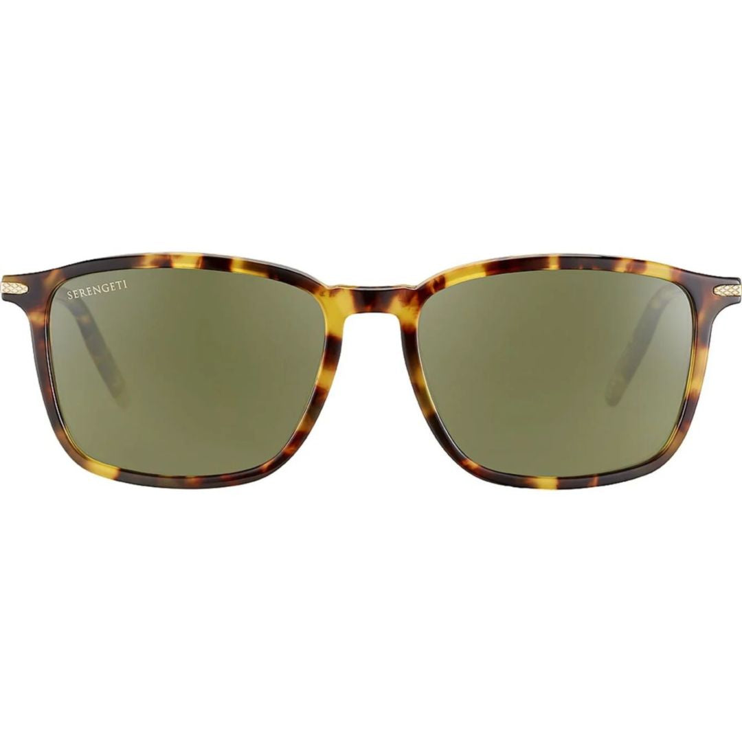 Lenwood Tortoiseshell Rectangle Frame Sunglasses with Green-Tinted Lenses