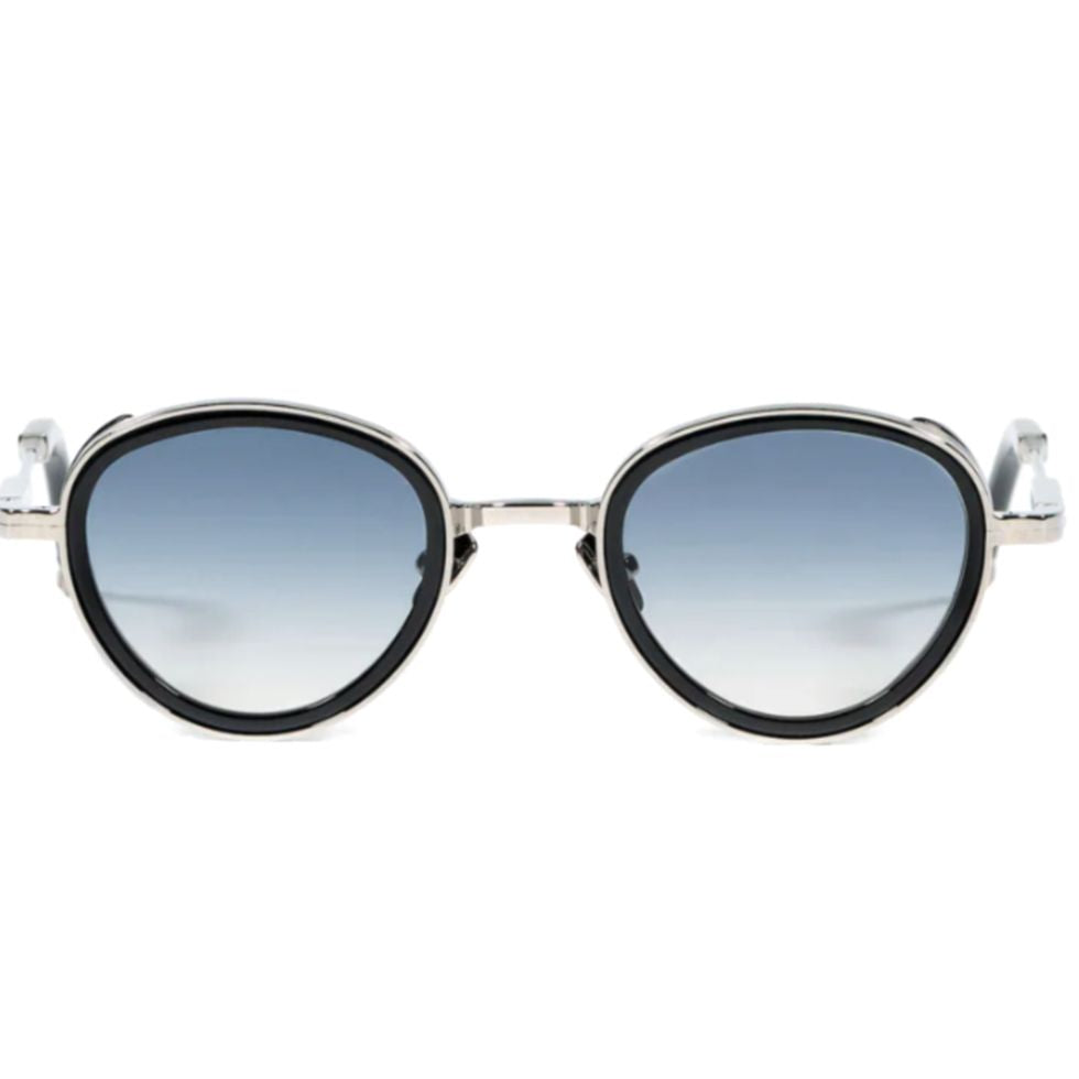 Christian Rounded Frame Sunglasses with Gradient Blue Tint