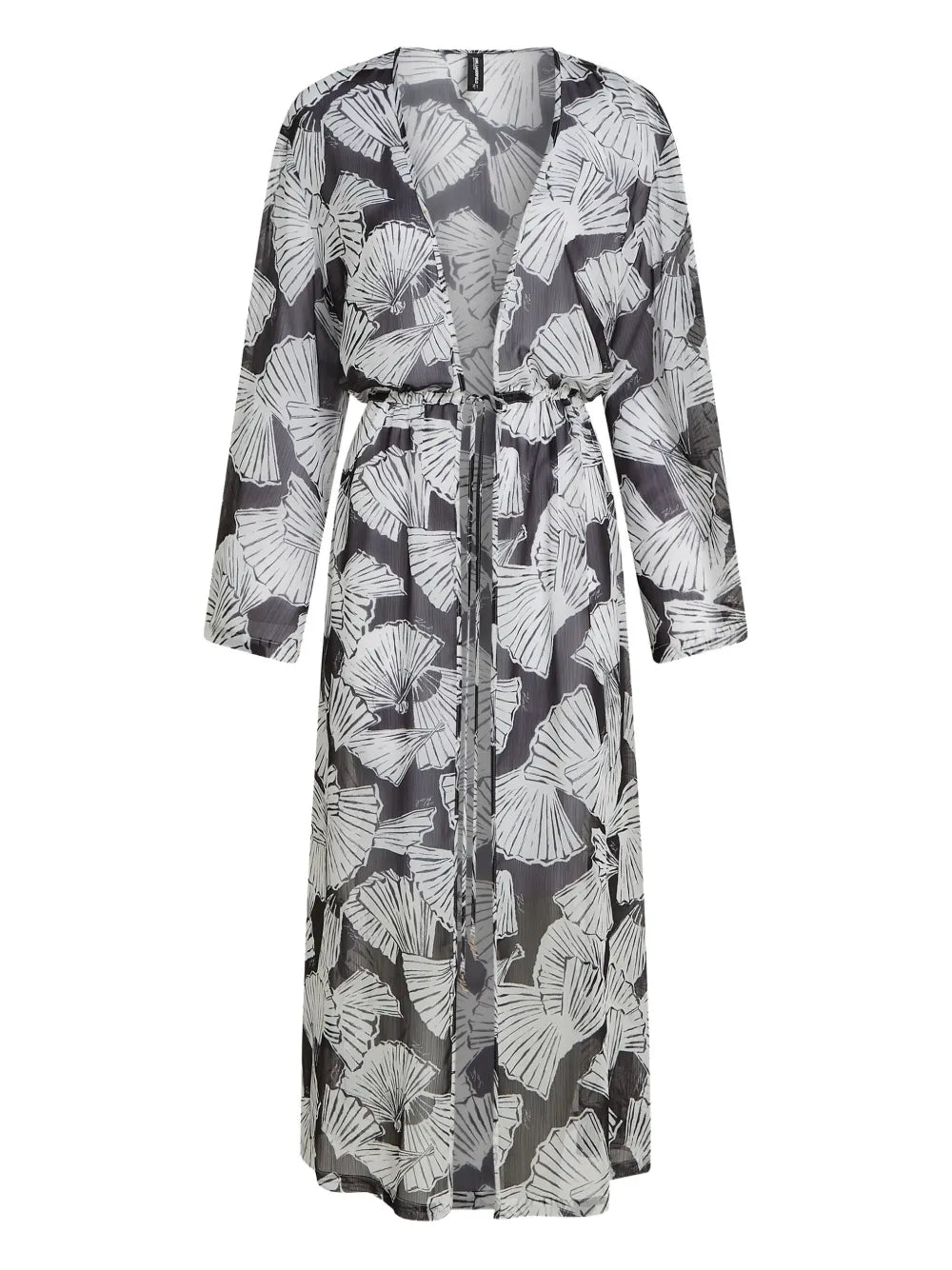 Mid-Calf Sheer Kaftan with Abstract Print