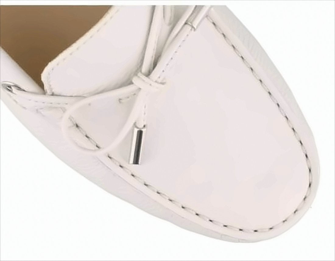 Moccasin Toe Leather Loafers with Decorative Bow