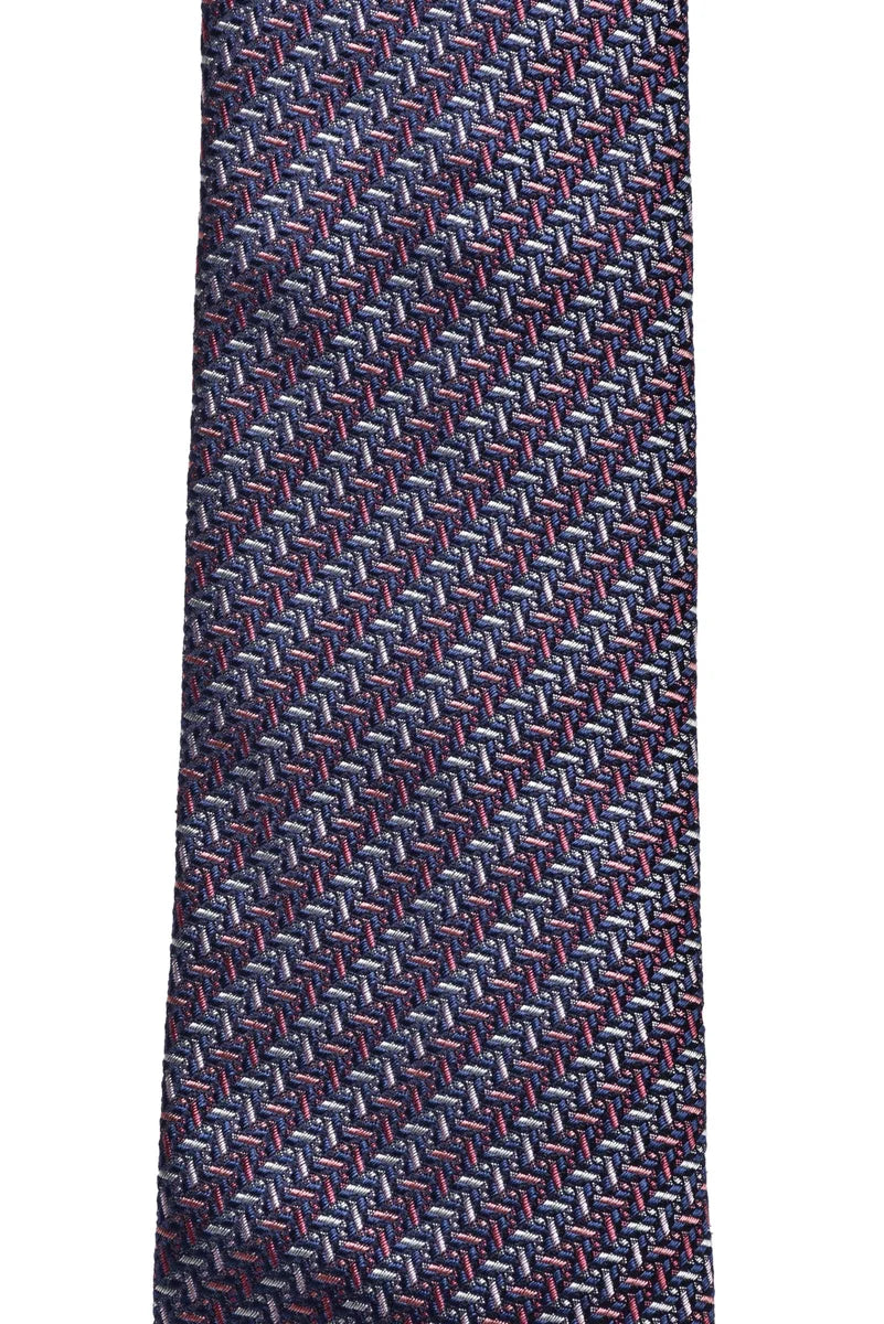 Patterned Silk Tie - Blue/Fuchsia