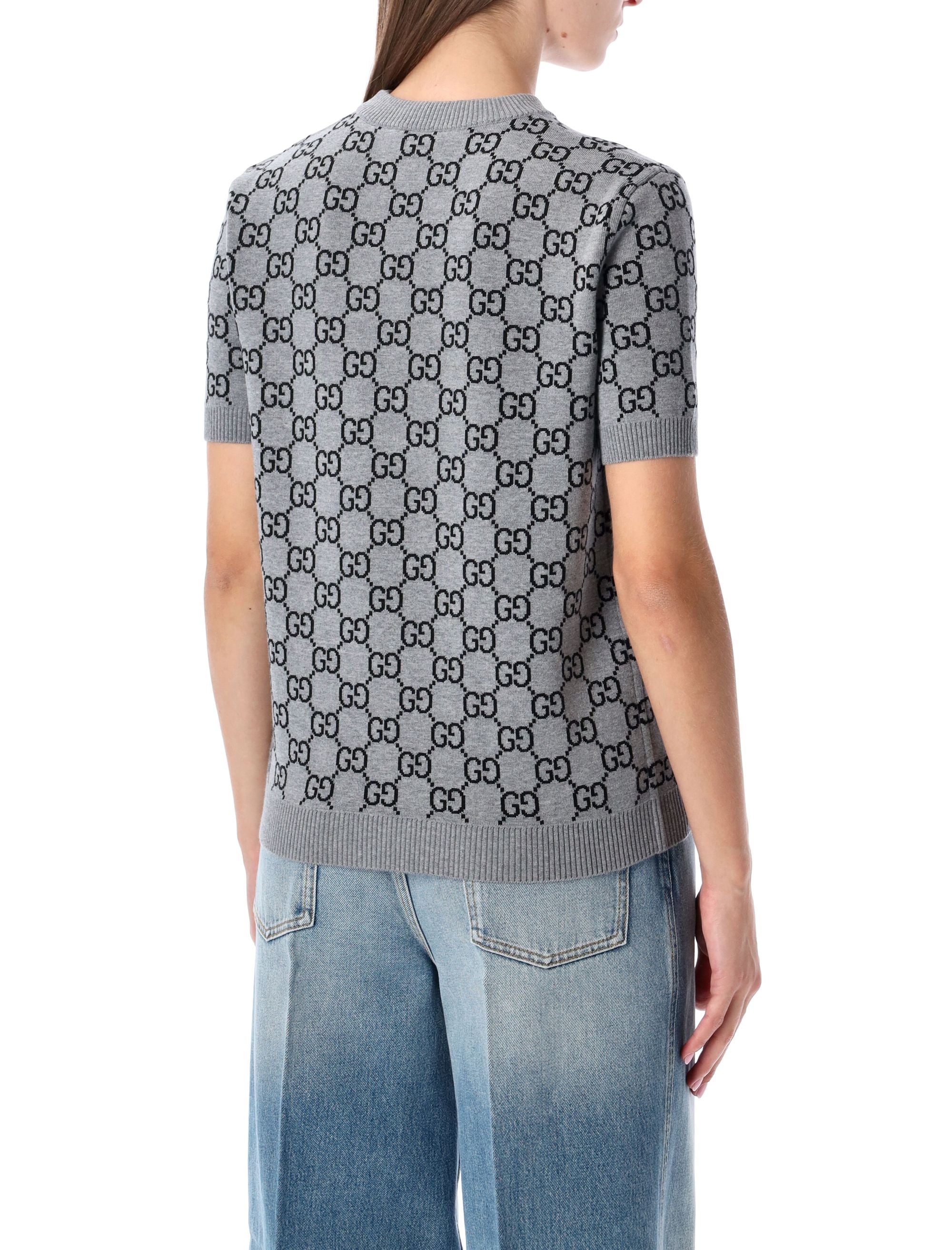 Gg Monogram Short Sleeve Reversible Sweater