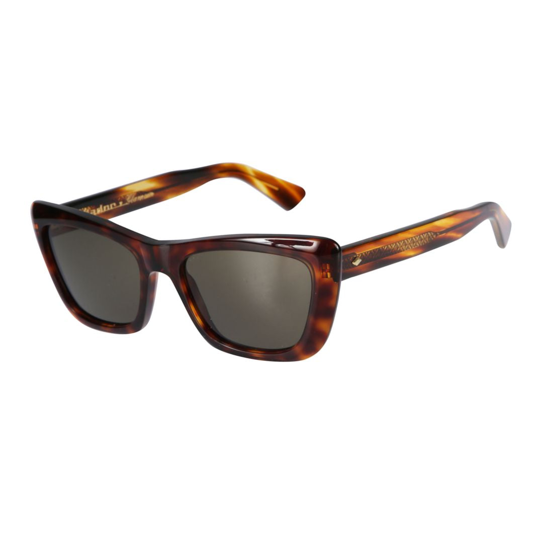 Lolita/K-S Bold Rectangular Tortoiseshell Sunglasses with Curved Arms