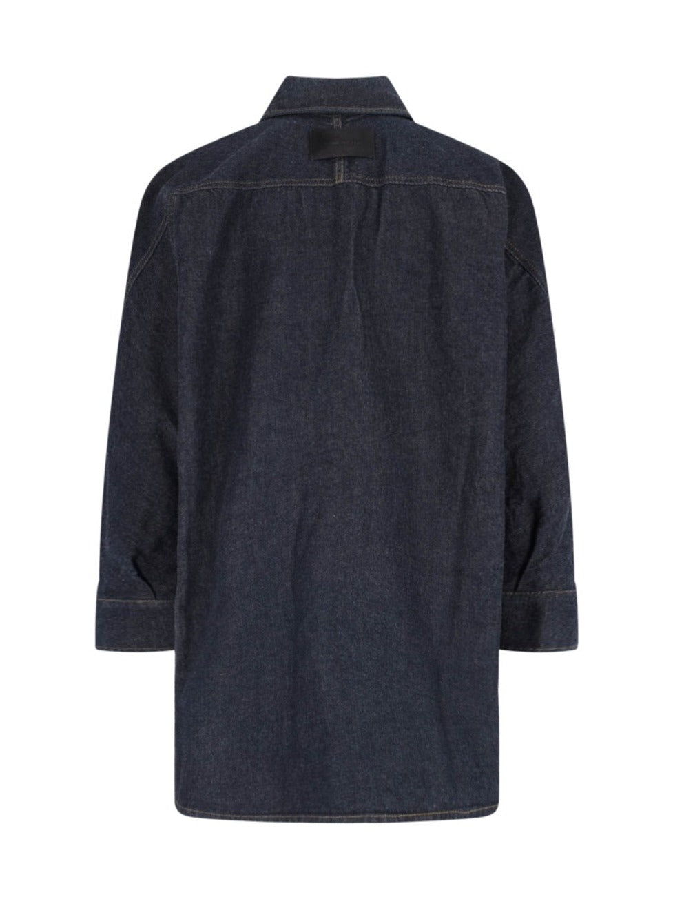 Logo Denim Shirt, Blue, Classic Collar, Button Closure