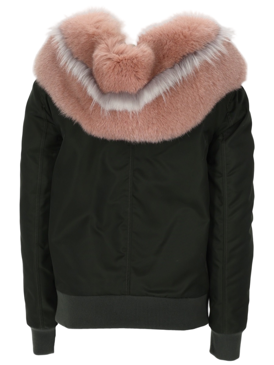 Bomber Jacket With Plush Pink Fur Collar