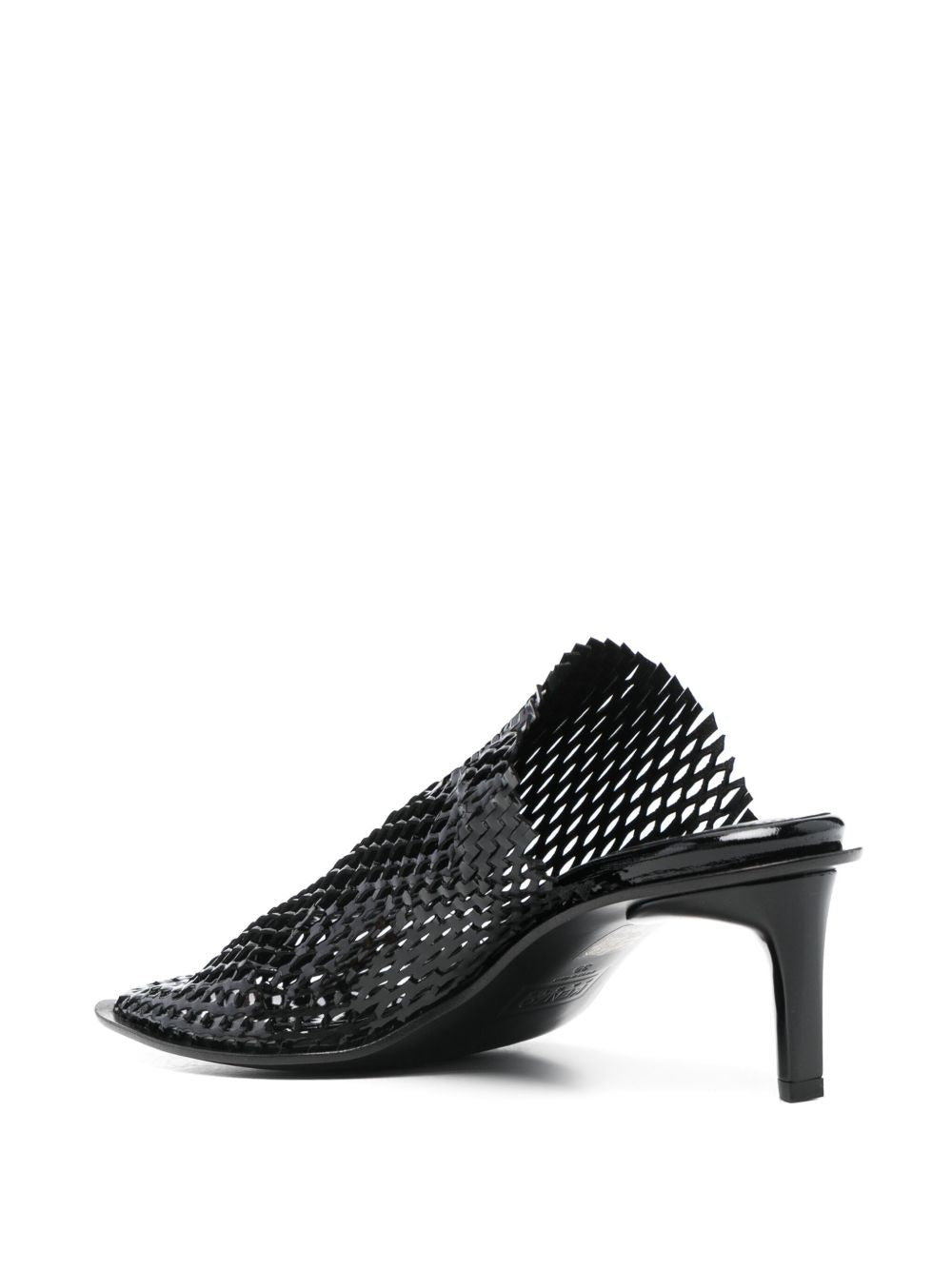 Low Sculpted Heel Black Sandals