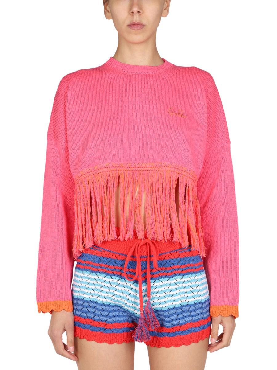 Cropped Crew Neck Sweater