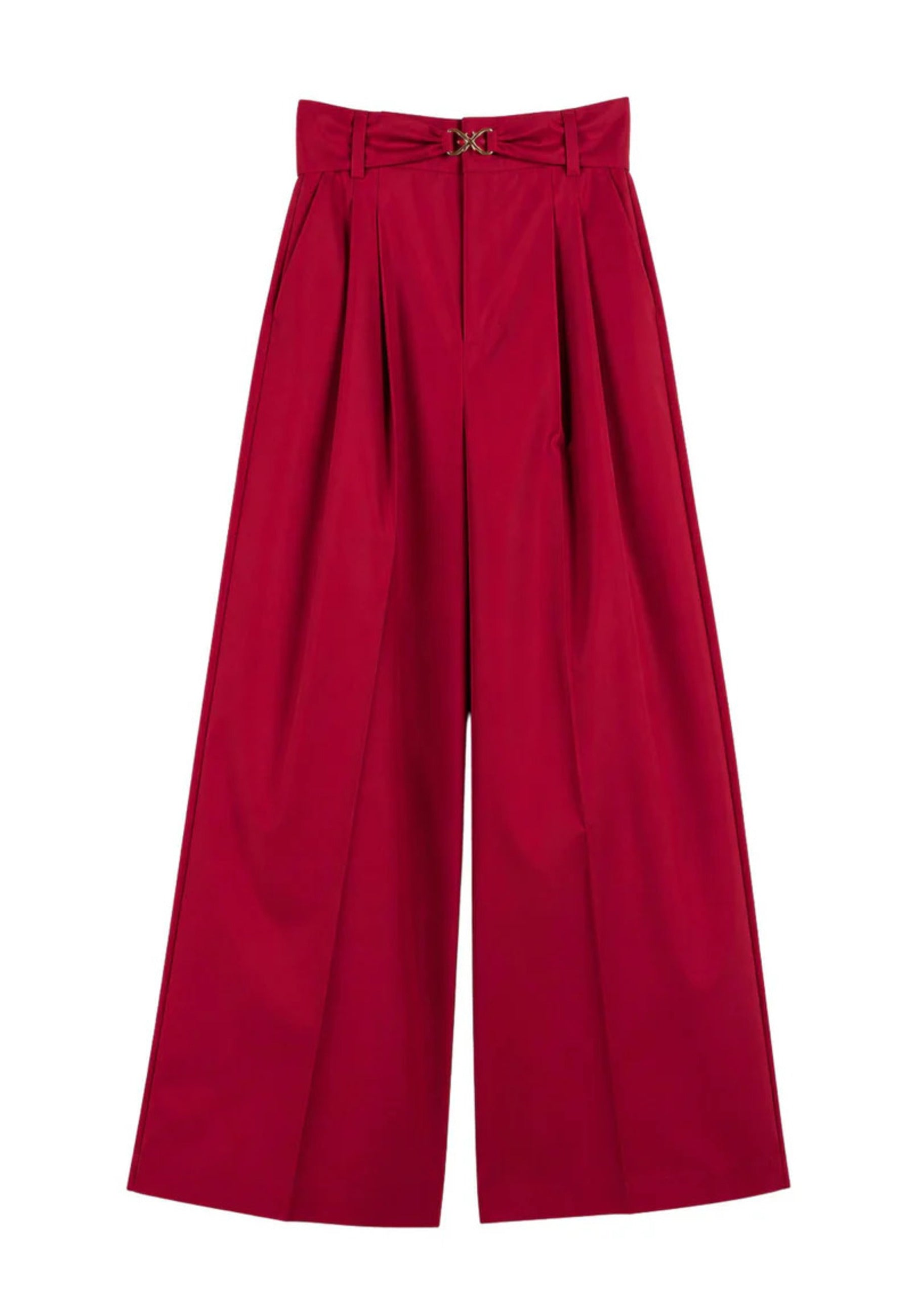 High-Waist Wide-Leg Pants with Pleated Front Detail