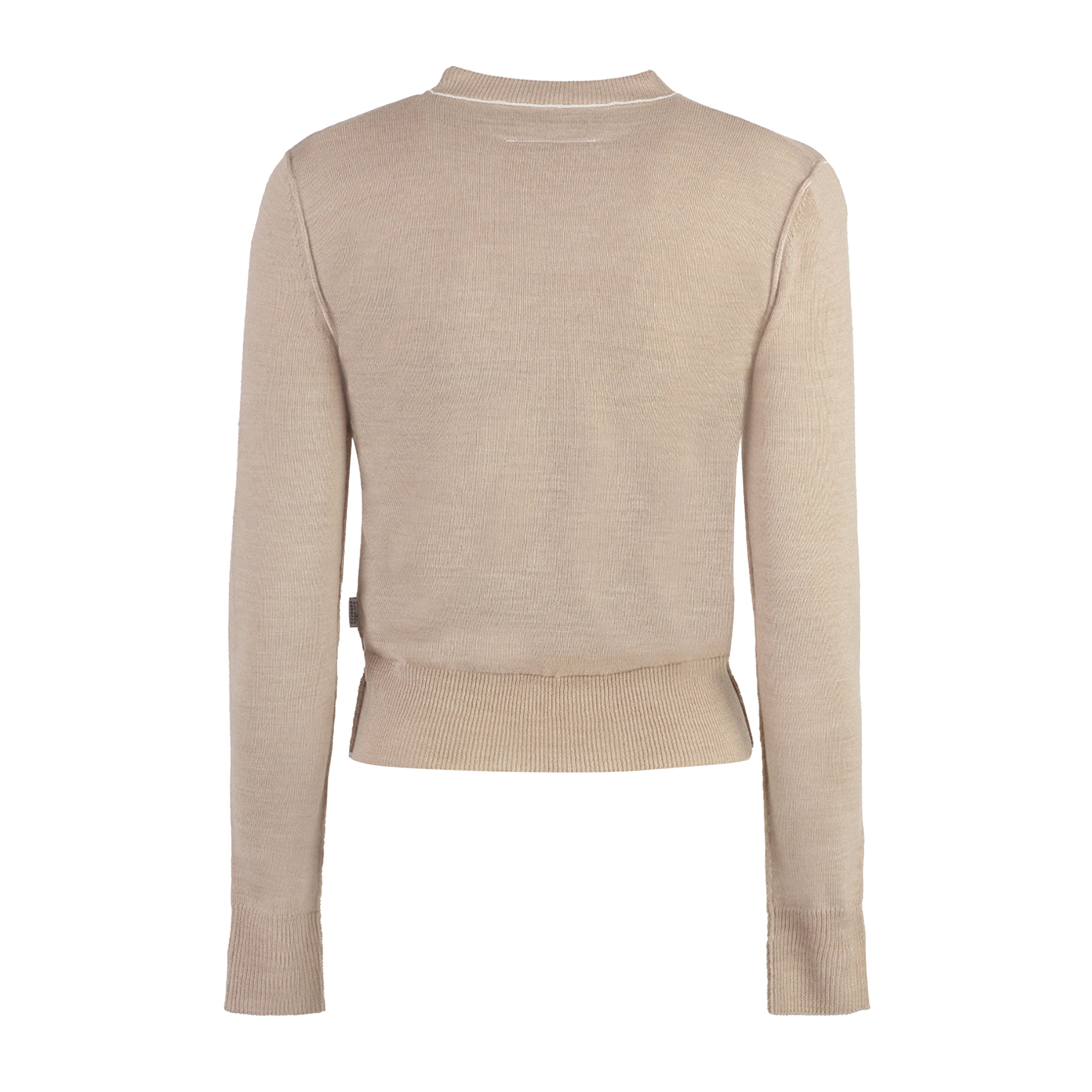 Slightly Cropped Knit Sweater With Contrasting Details