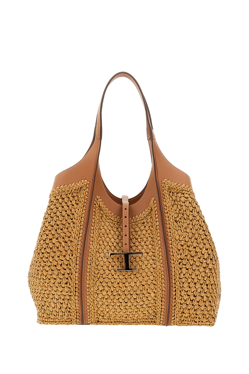 Beige Medium T Timeless Crochet Shopping Bag