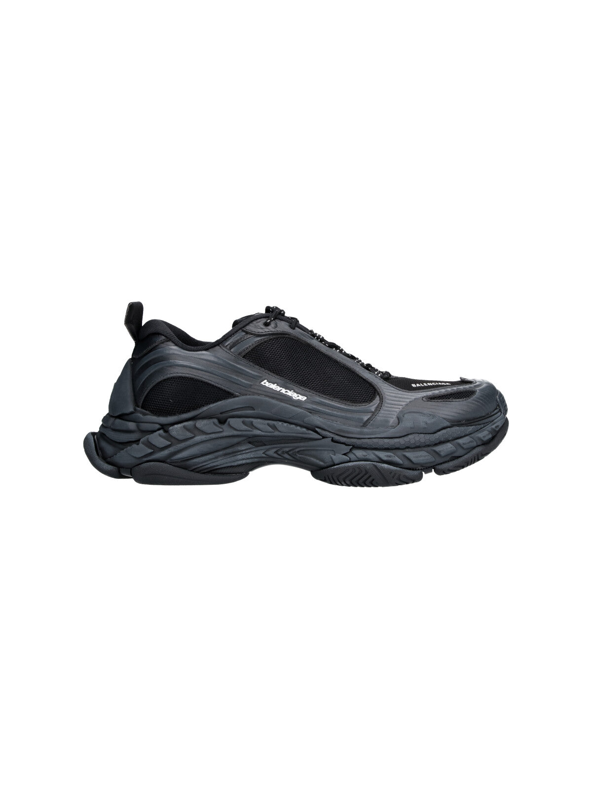 Futuristic Black Sneakers With Sculpted Chunky Sole