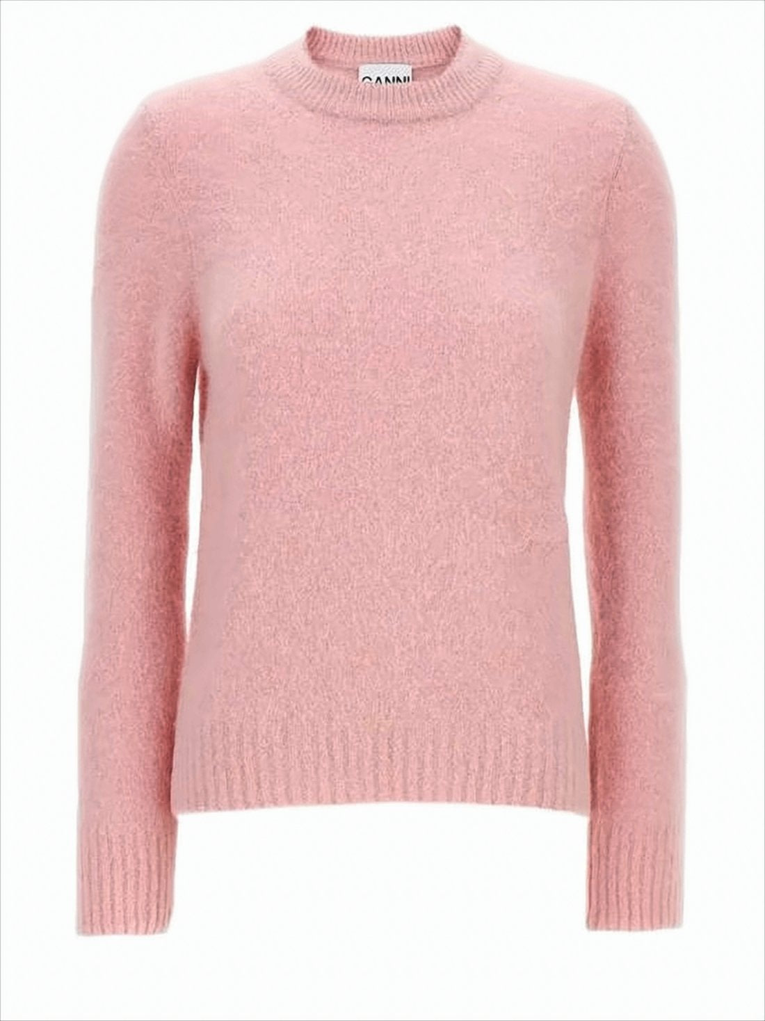 Plush Pink Sweater with Ribbed Cuffs and Subtle Branding