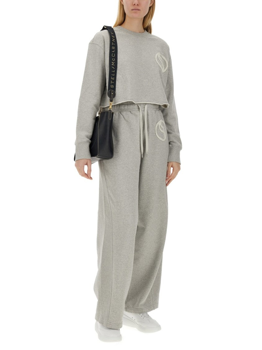 Cropped Grey Sweatshirt With Subtle Logo
