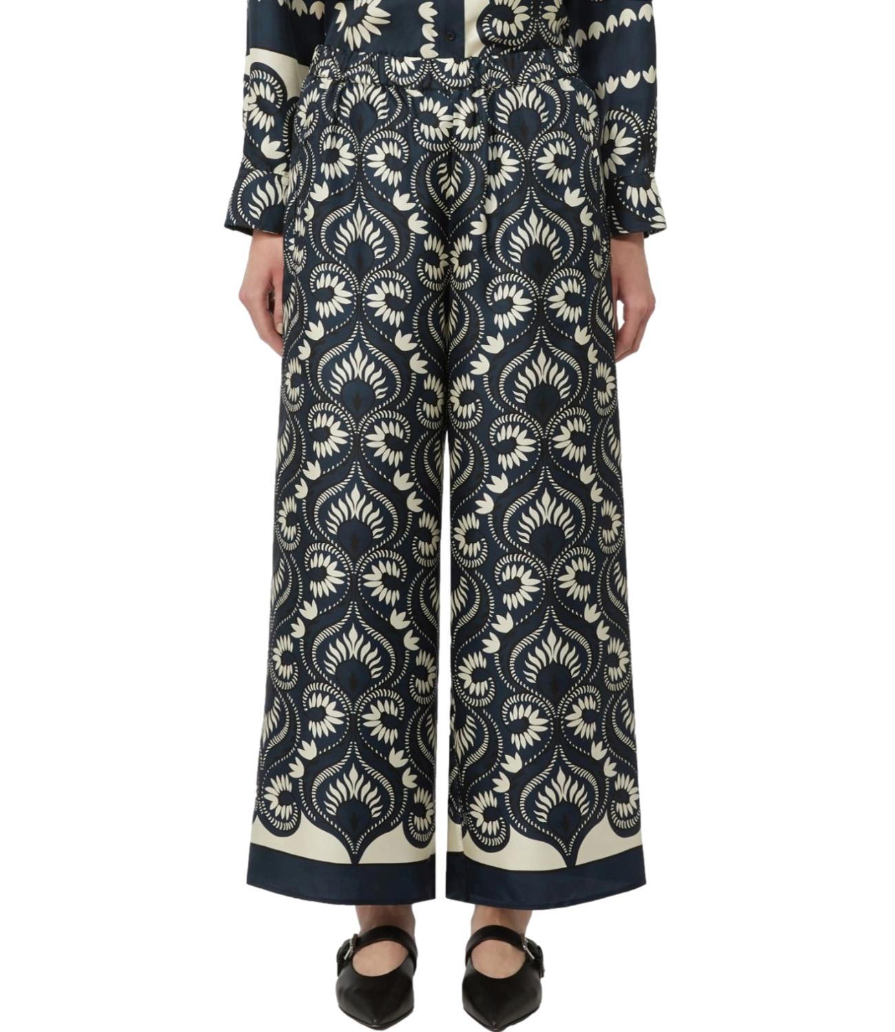 Blue Deco Cotton Stretch Trousers