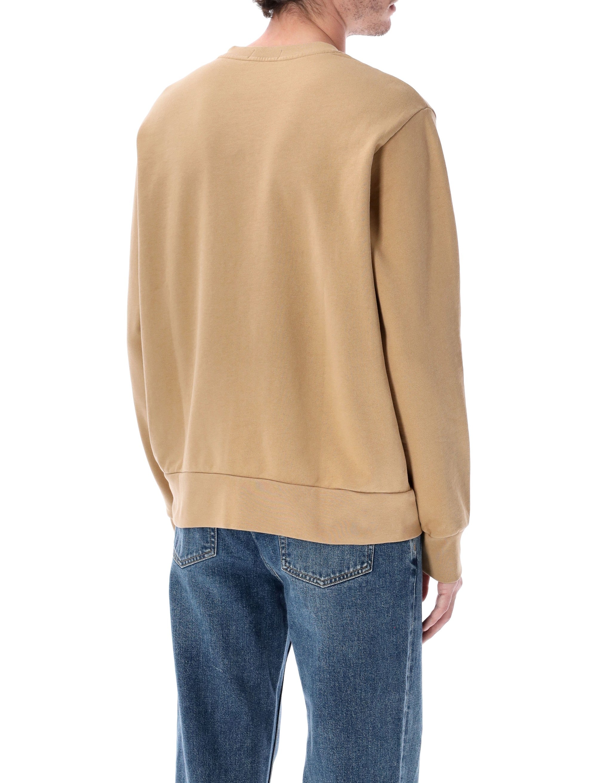 Classic Brown Cotton Sweatshirt With Embroidered Logo