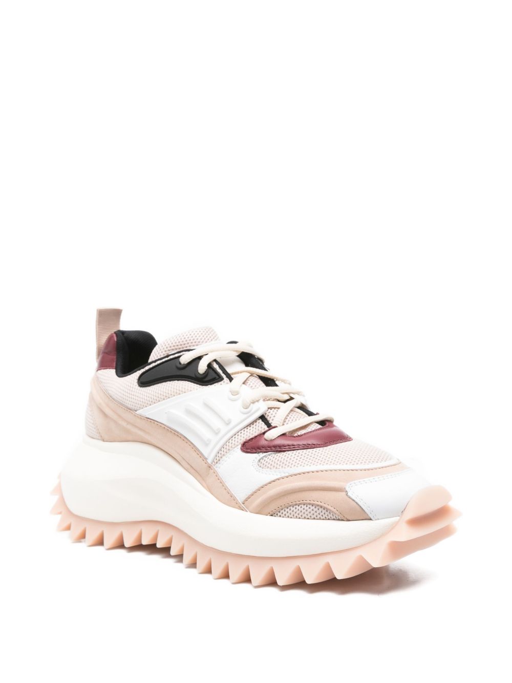 Sneakers ze skóry cielęcej z panelami z siateczki