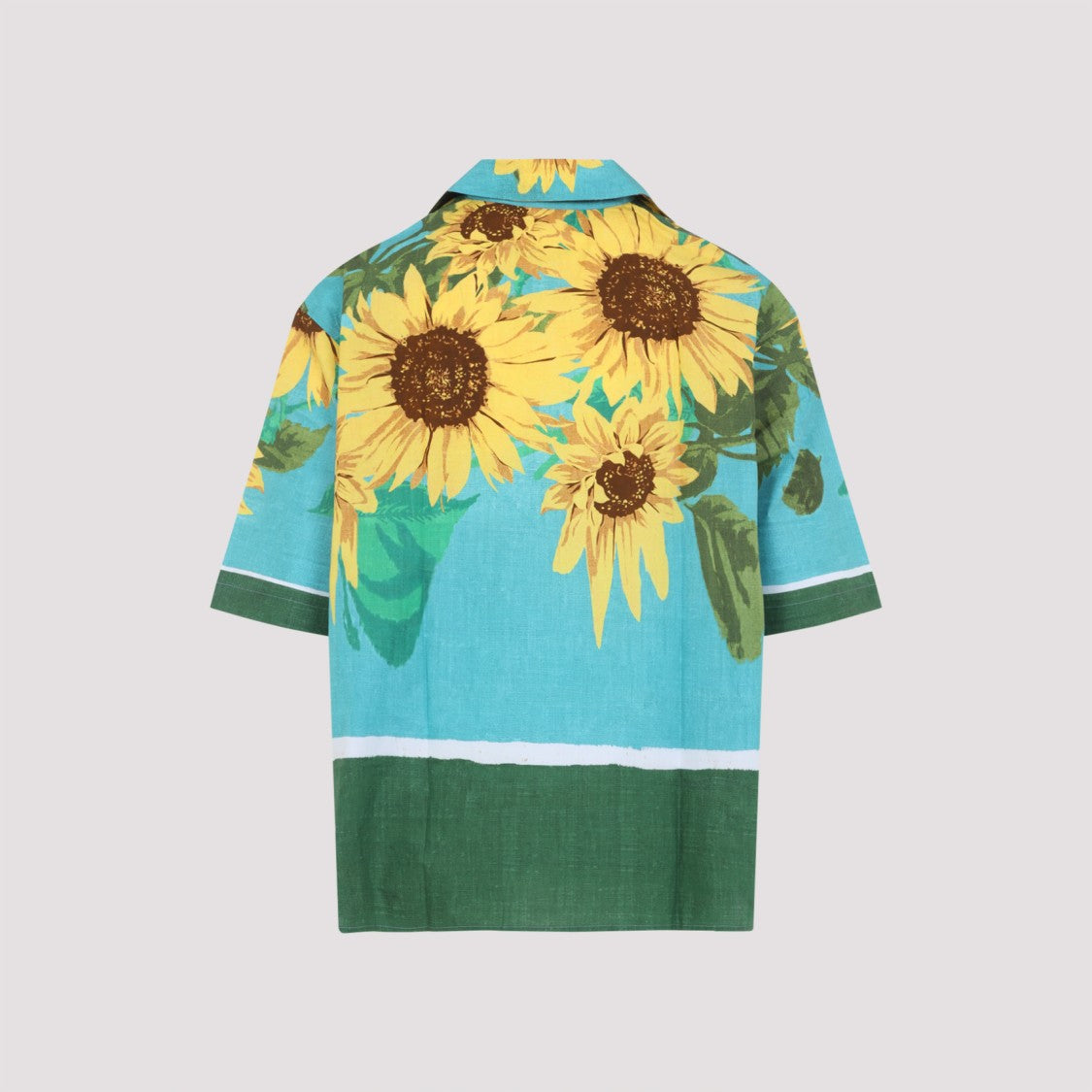 Sunflower Print Short-Sleeved Shirt with Relaxed Fit