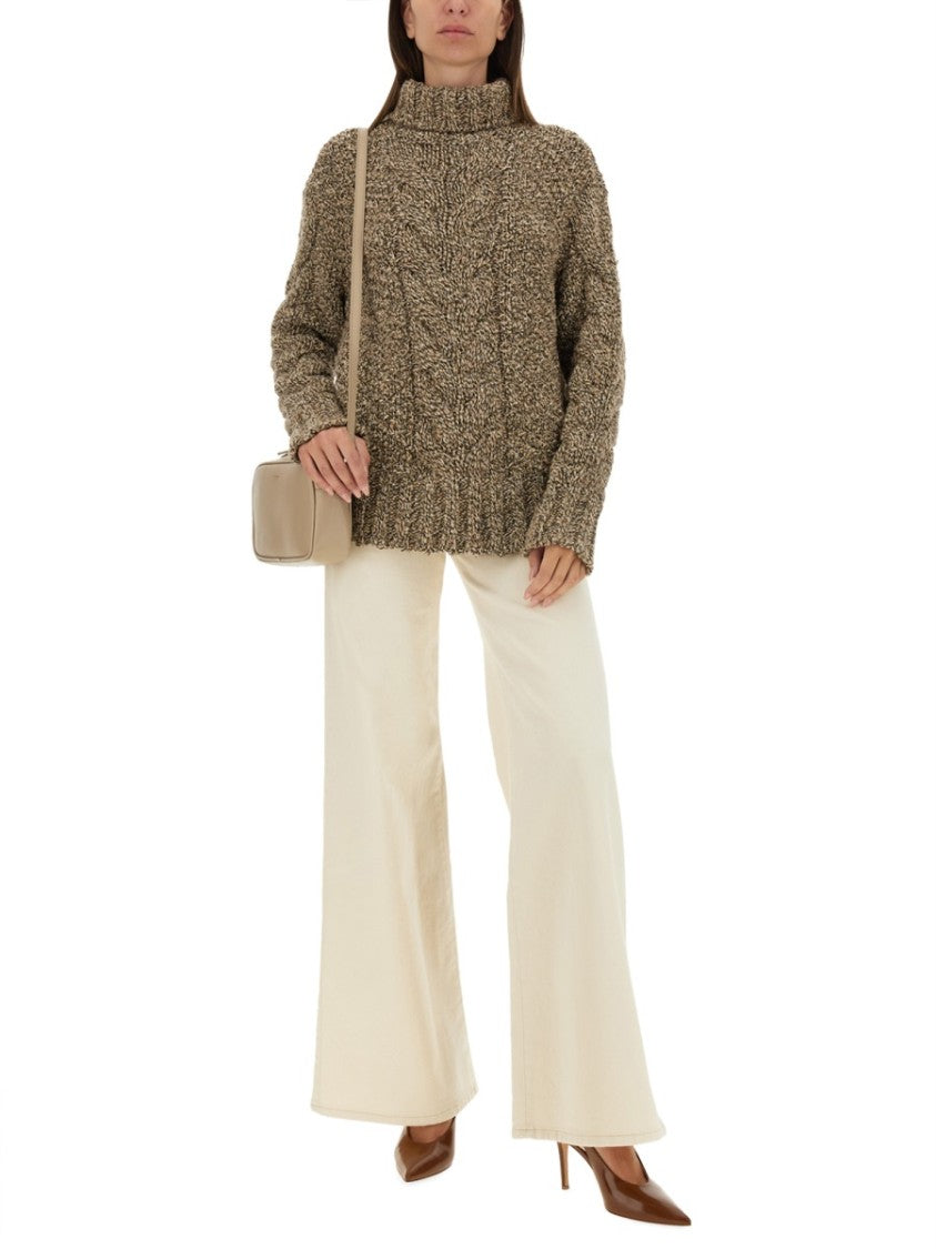 Knit Oversized Sweater With High Neck